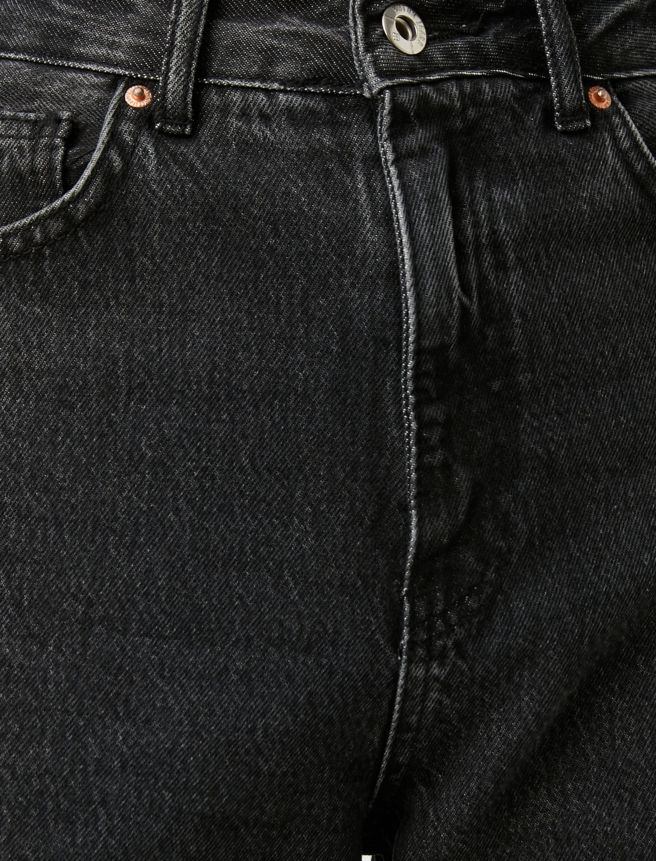   Kot Pantolon Geniş Paça Yüksek Bel Rahat Kesim - Bianca Crop Jean