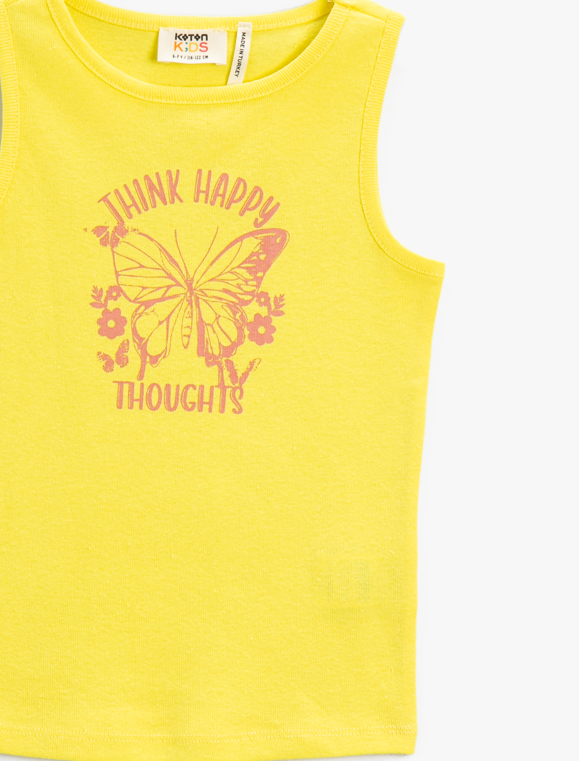  Kız Çocuk Baskılı Crop Atlet Bisiklet Yaka Pamuklu