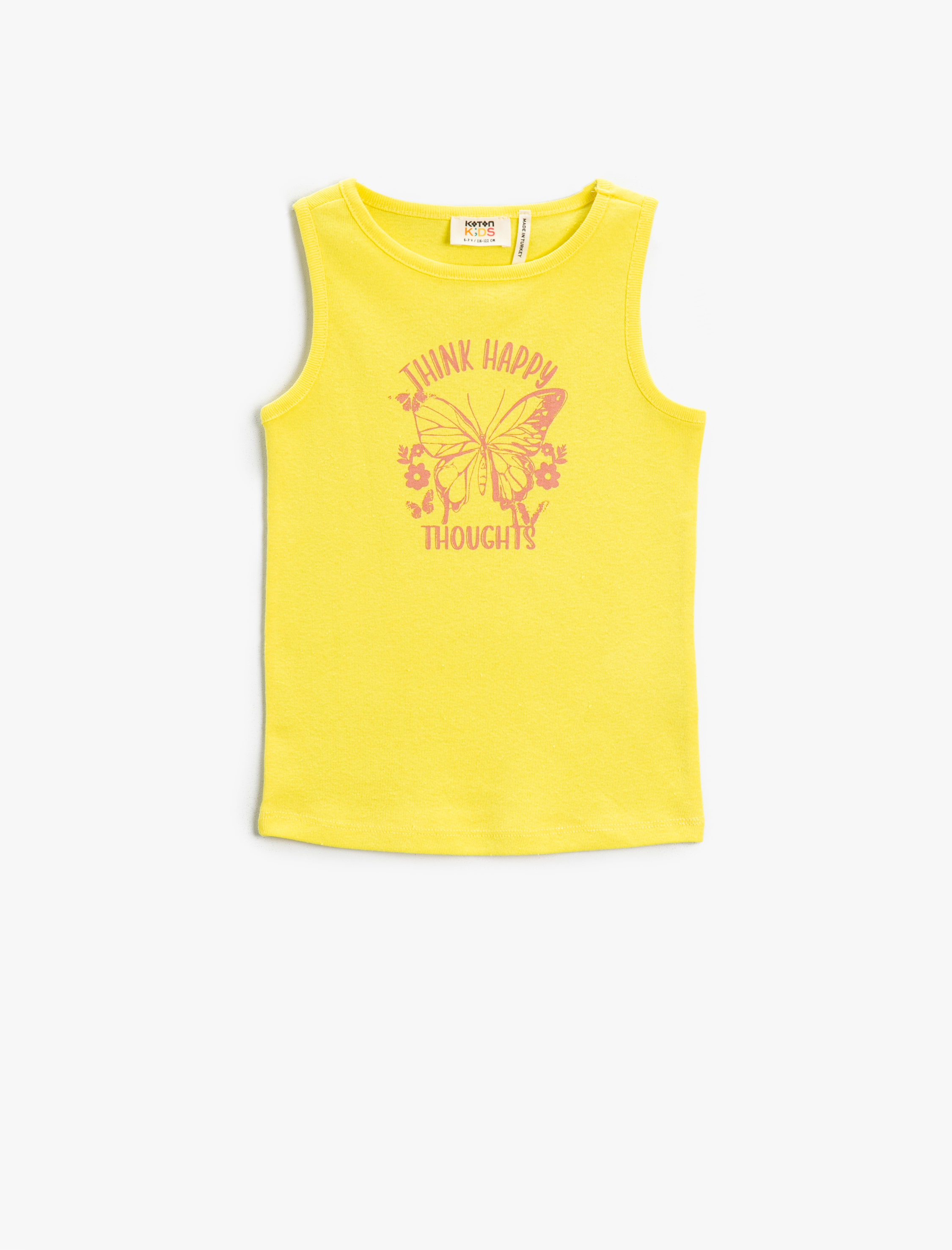  Kız Çocuk Baskılı Crop Atlet Bisiklet Yaka Pamuklu