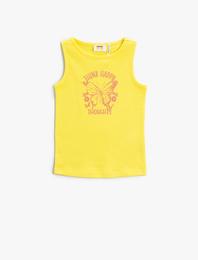 Baskılı Crop Atlet Bisiklet Yaka Pamuklu