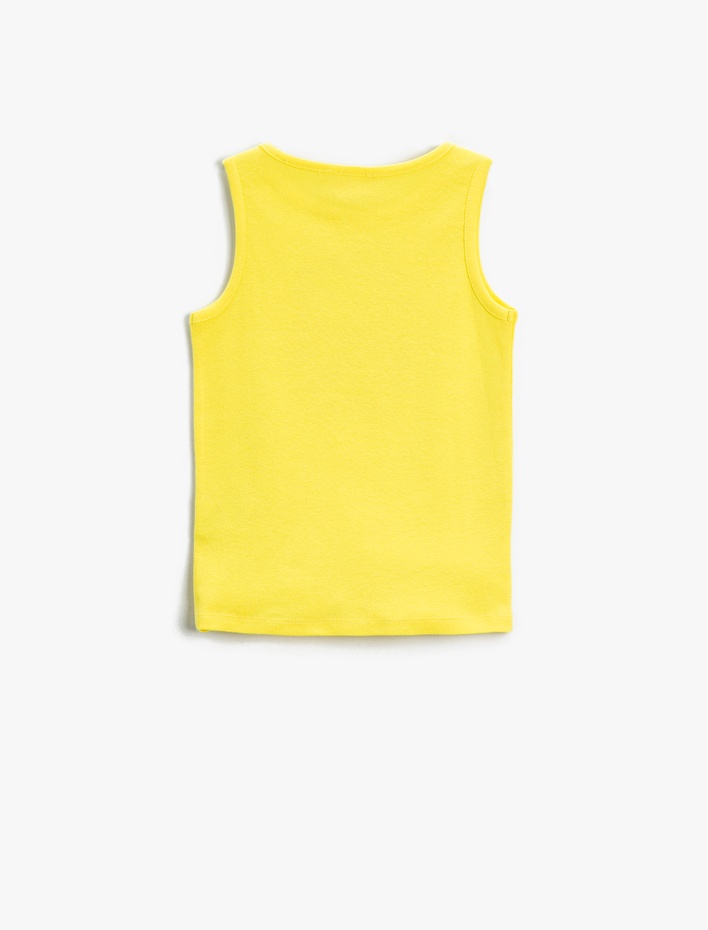 Kız Çocuk Baskılı Crop Atlet Bisiklet Yaka Pamuklu