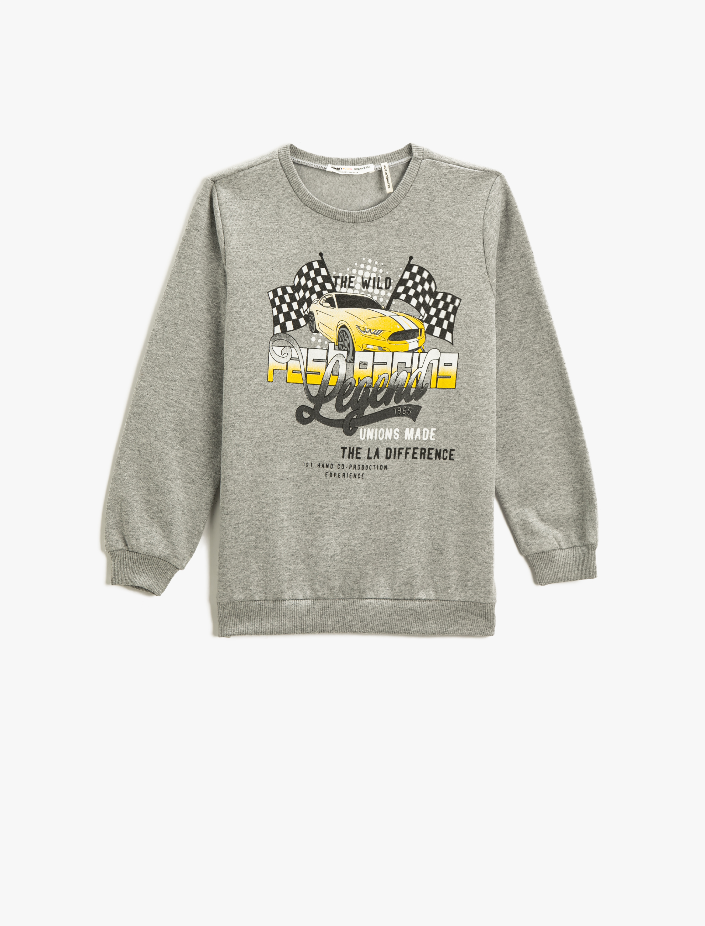  Erkek Çocuk Sweatshirt Uzun Kollu Baskılı Bisiklet Yaka