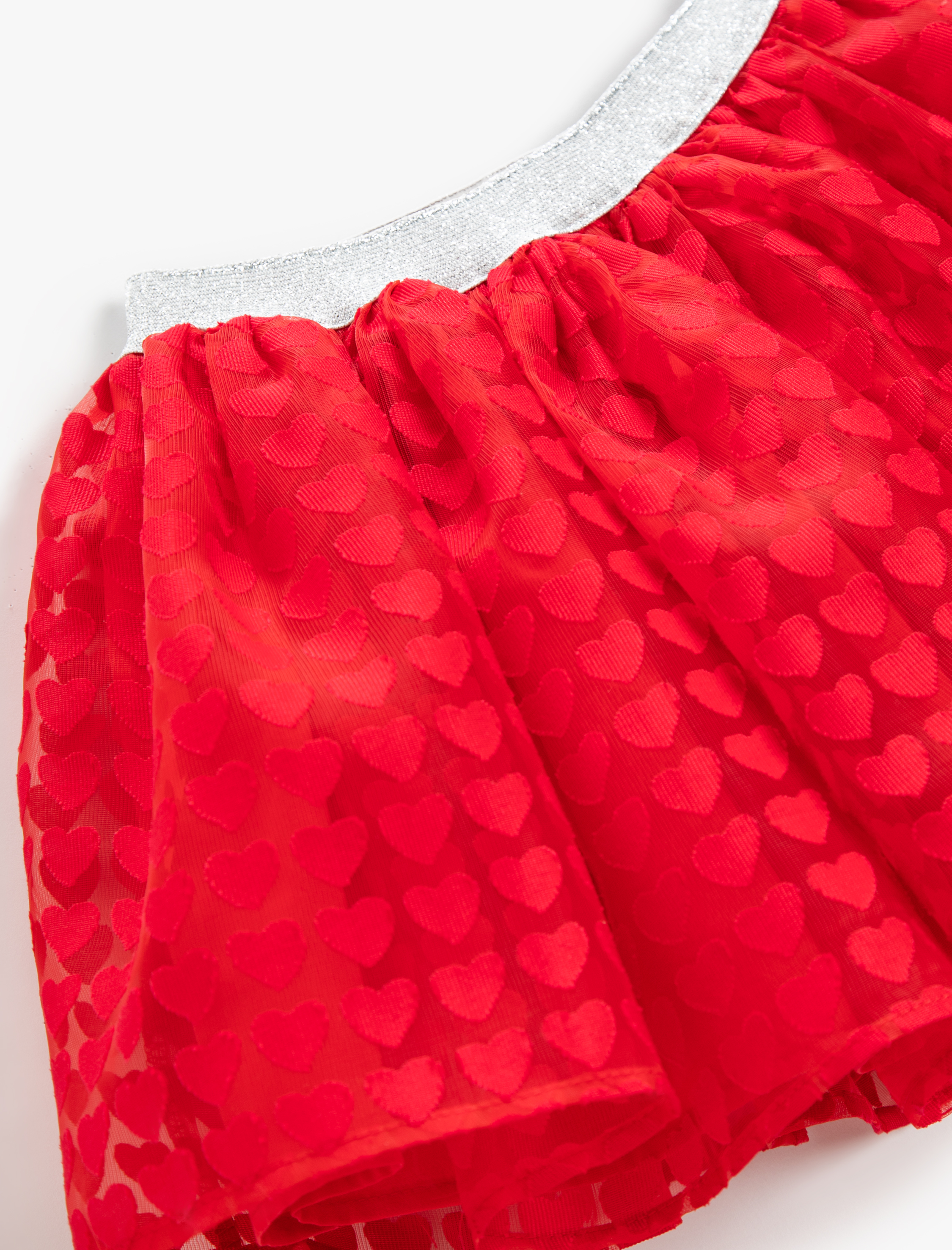 Kız Bebek Mini Tütü Etek Kalp Desenli Volanlı