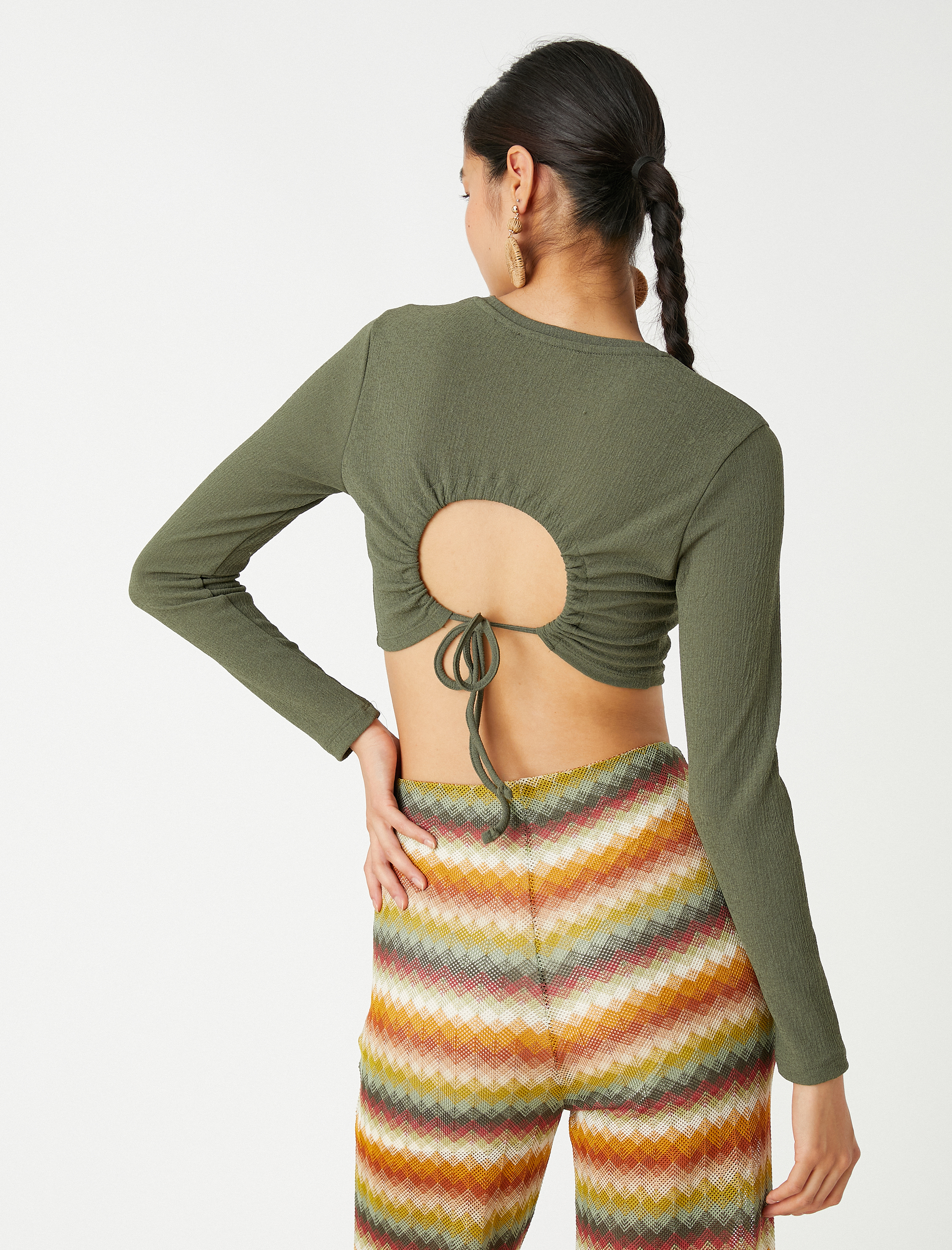   Crop Tişört Uzun Kollu