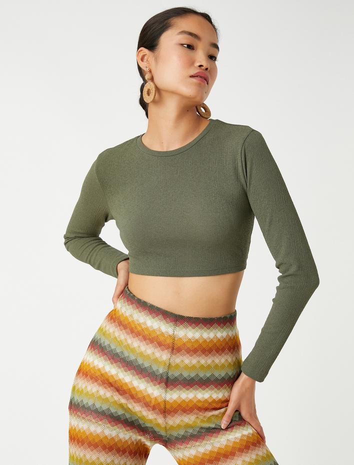  Crop Tişört Uzun Kollu