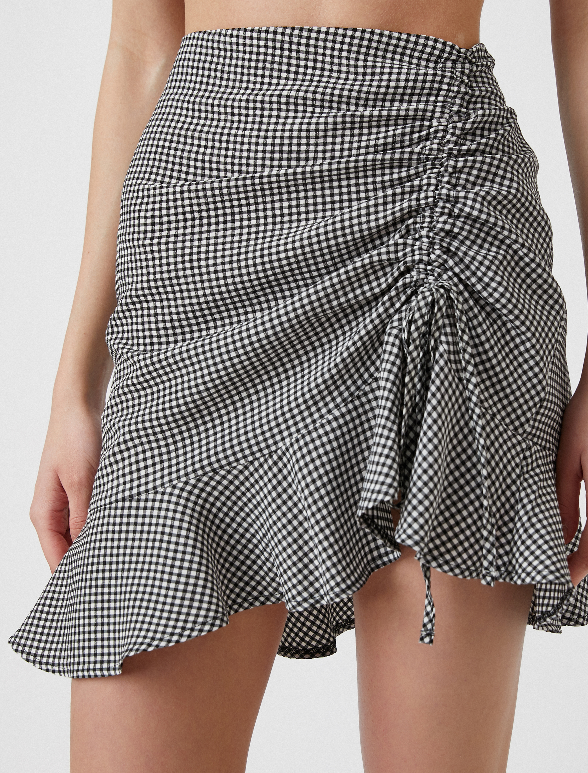   Büzgülü Fırfırlı Mini Etek