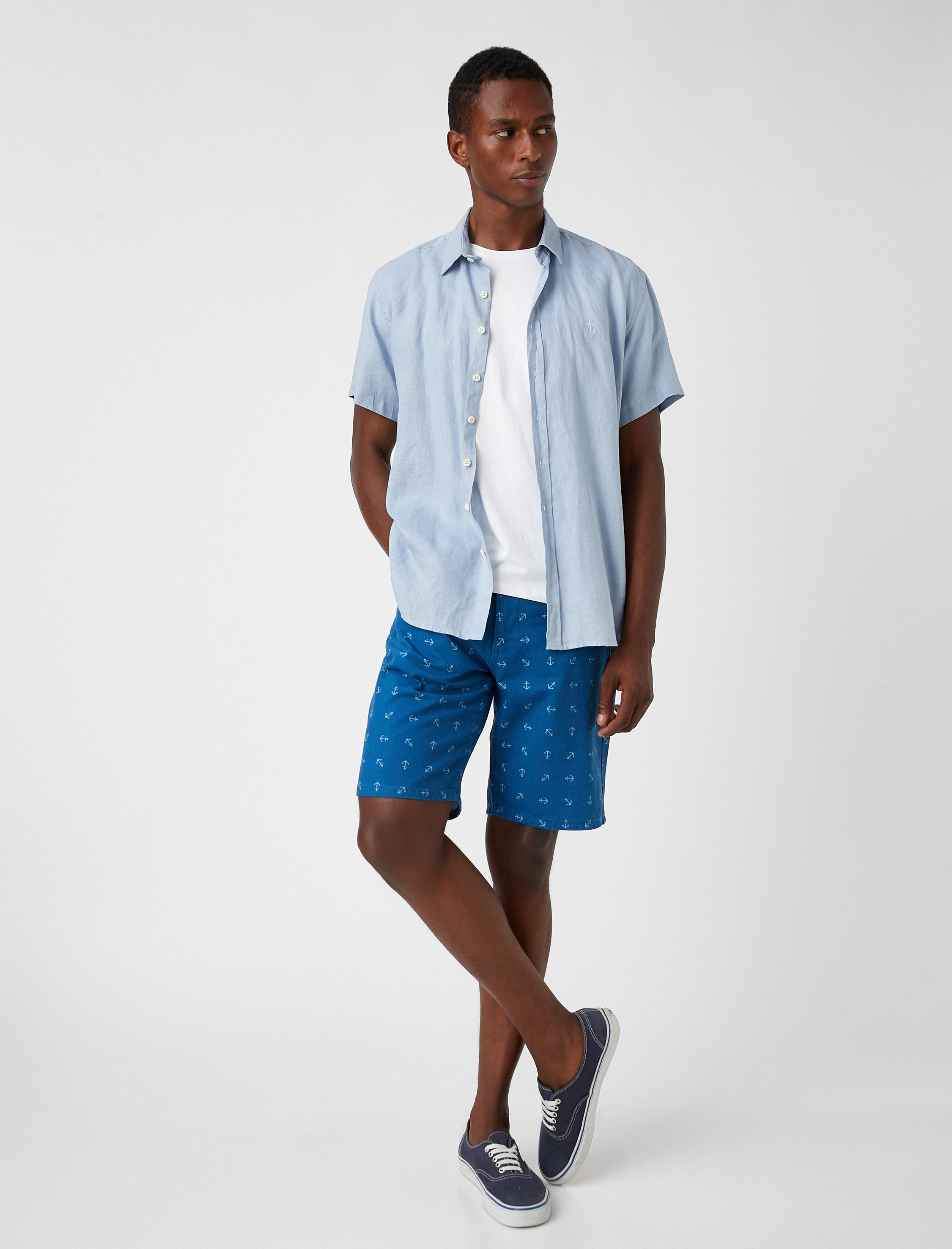   Desenli Gabardin Şort