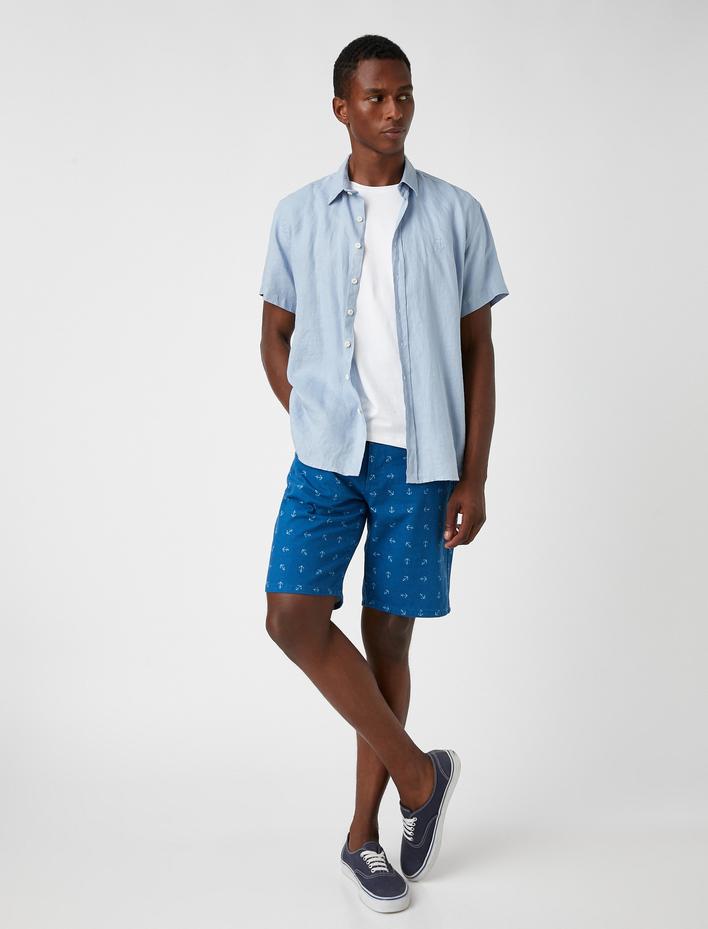  Desenli Gabardin Şort