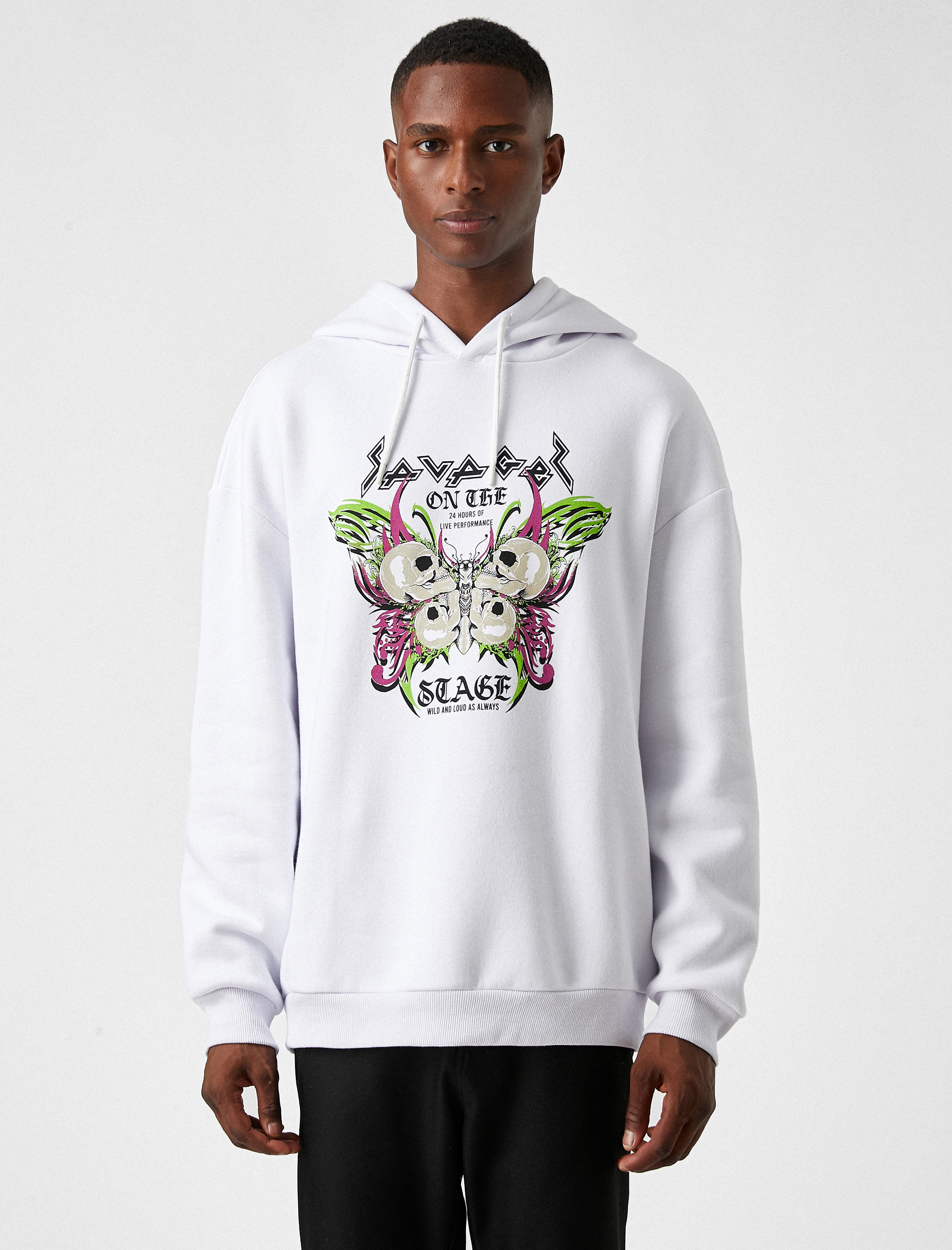   Baskılı Oversize Sweatshirt Şardonlu