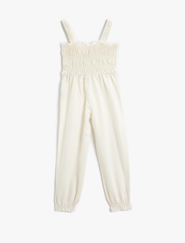 Kız Çocuk Keten Karışımlı Tulum Askılı