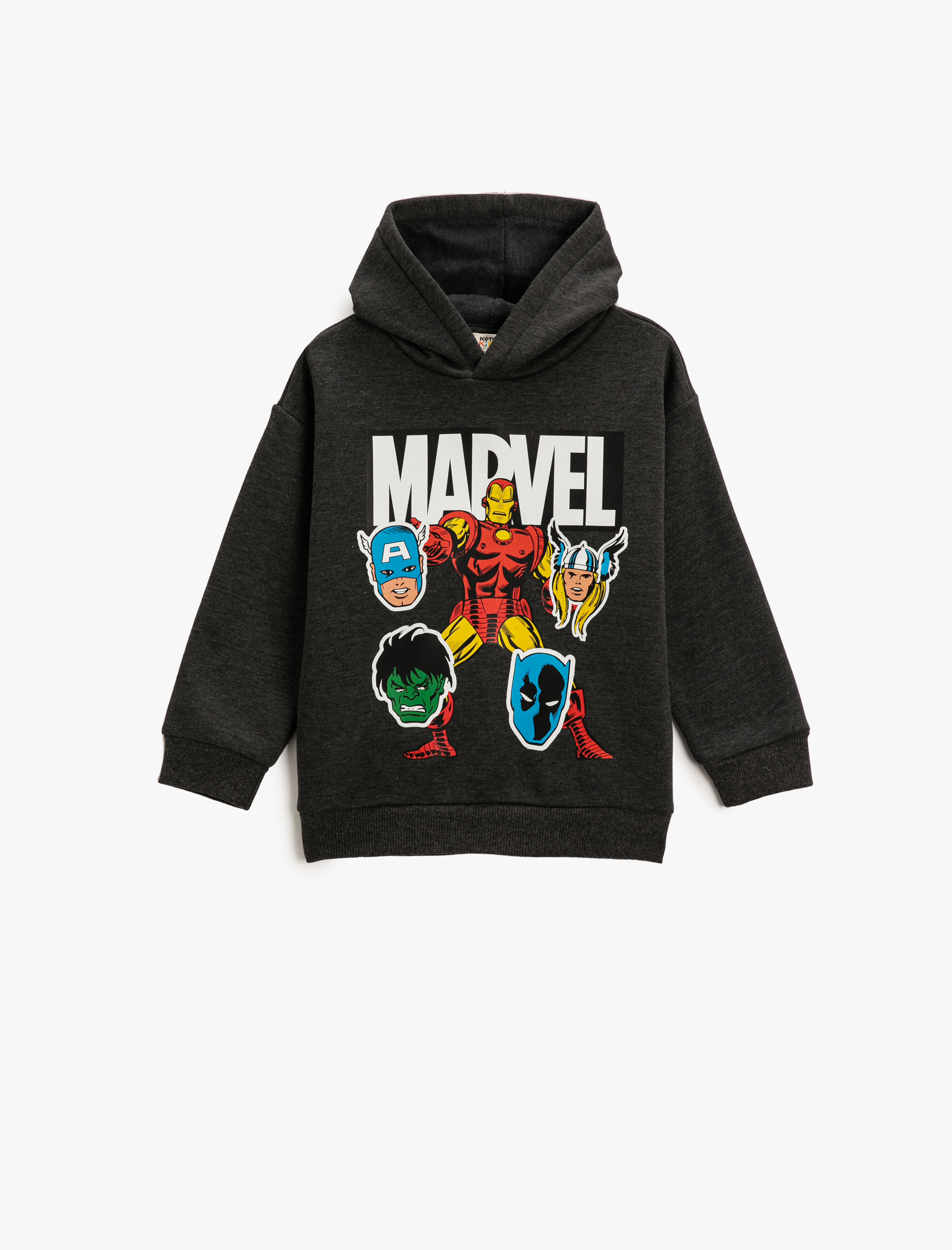 Erkek Çocuk Marvel Baskılı Lisanslı Sweatshirt Kapüşonlu Şardonlu