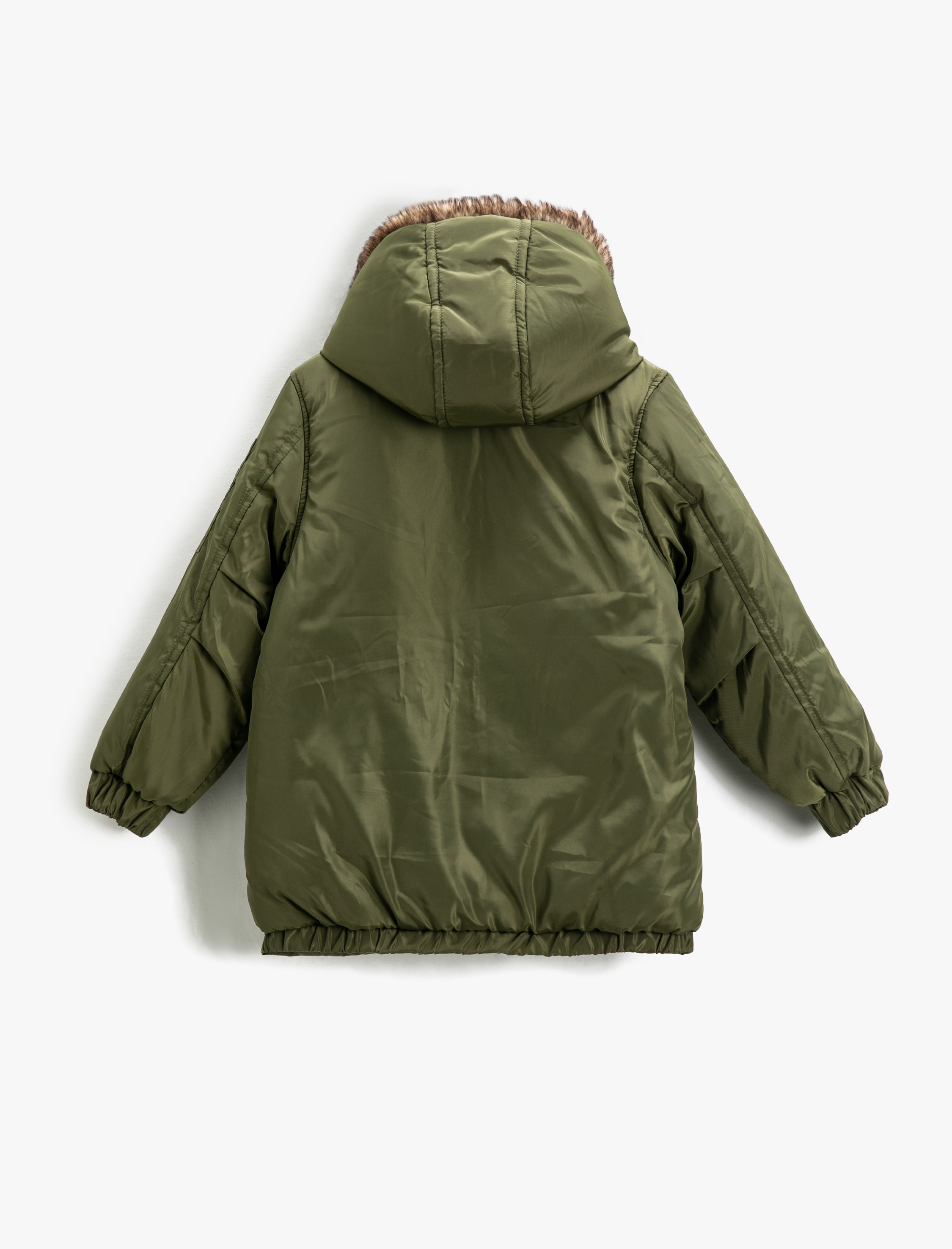 Erkek Çocuk Parka Suni Kürk Detaylı Kapüşonlu