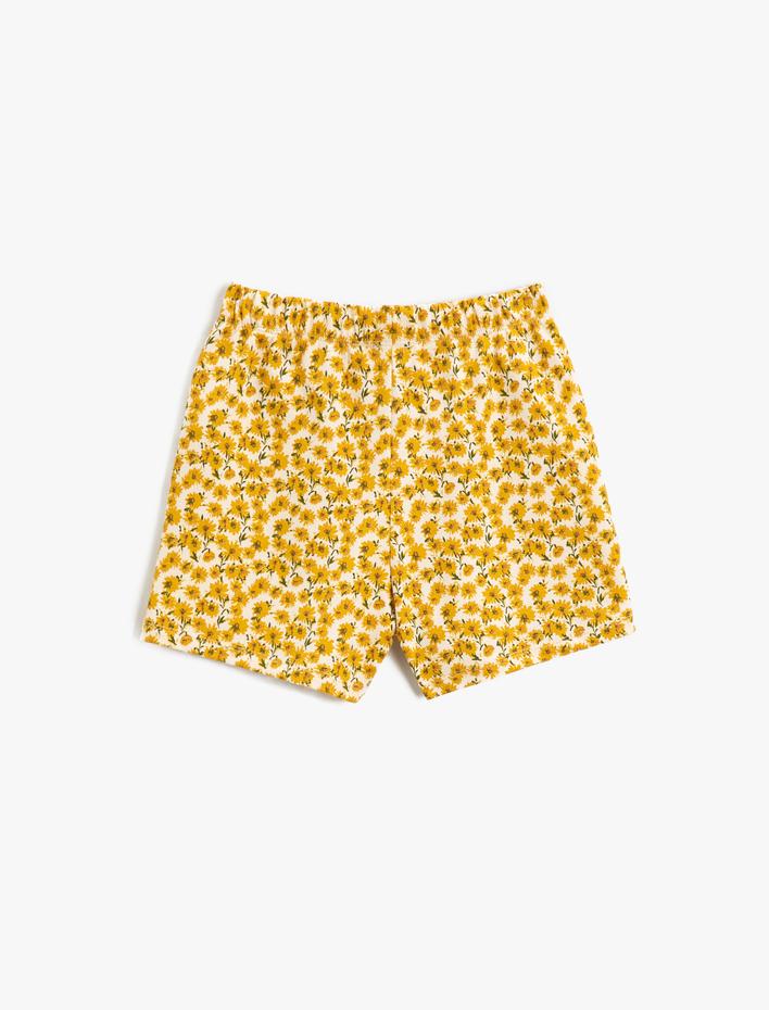 Kız Çocuk Çiçekli Mini Şort Cepli
