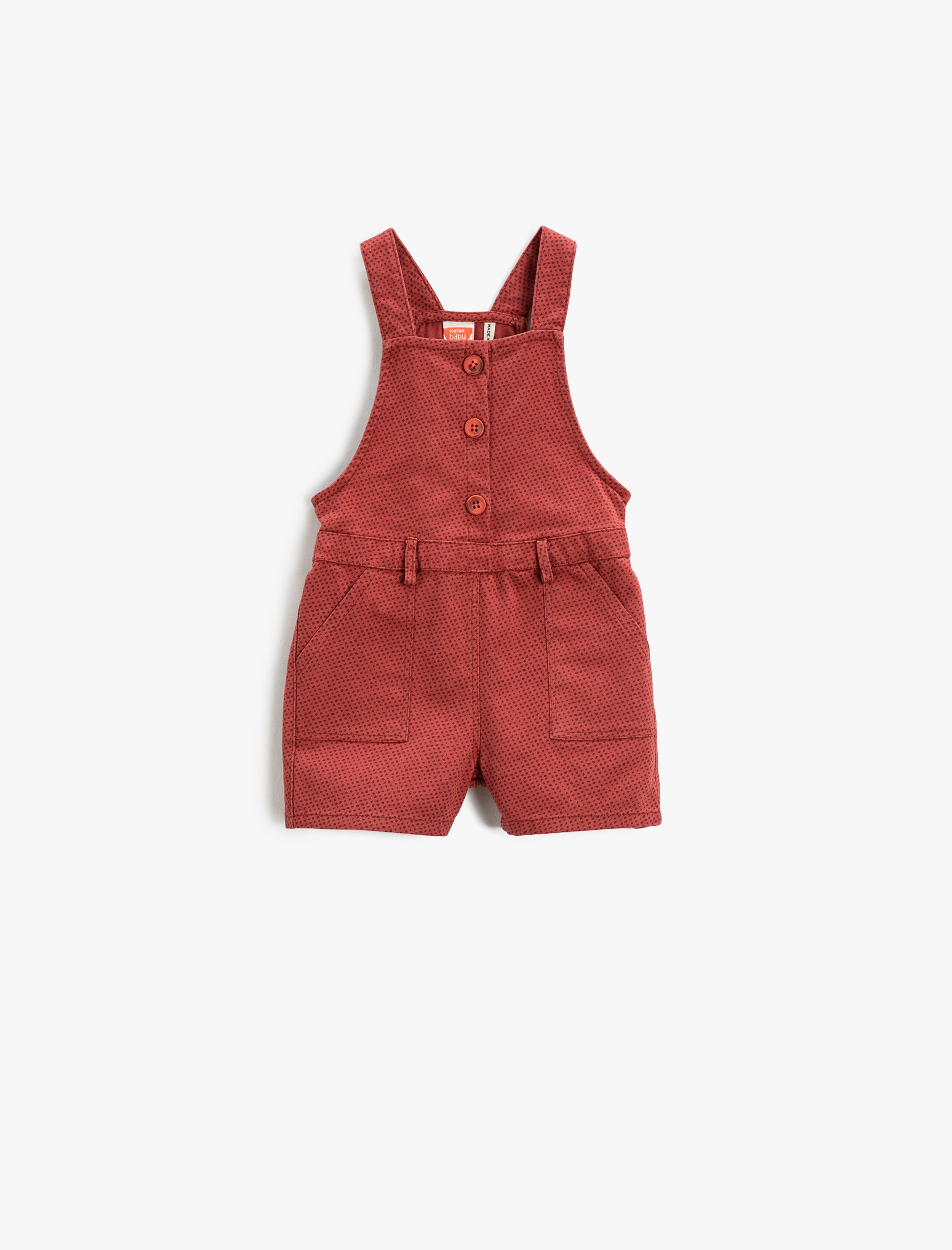  Kız Bebek Tulum Pamuklu Düğmeli Cepli