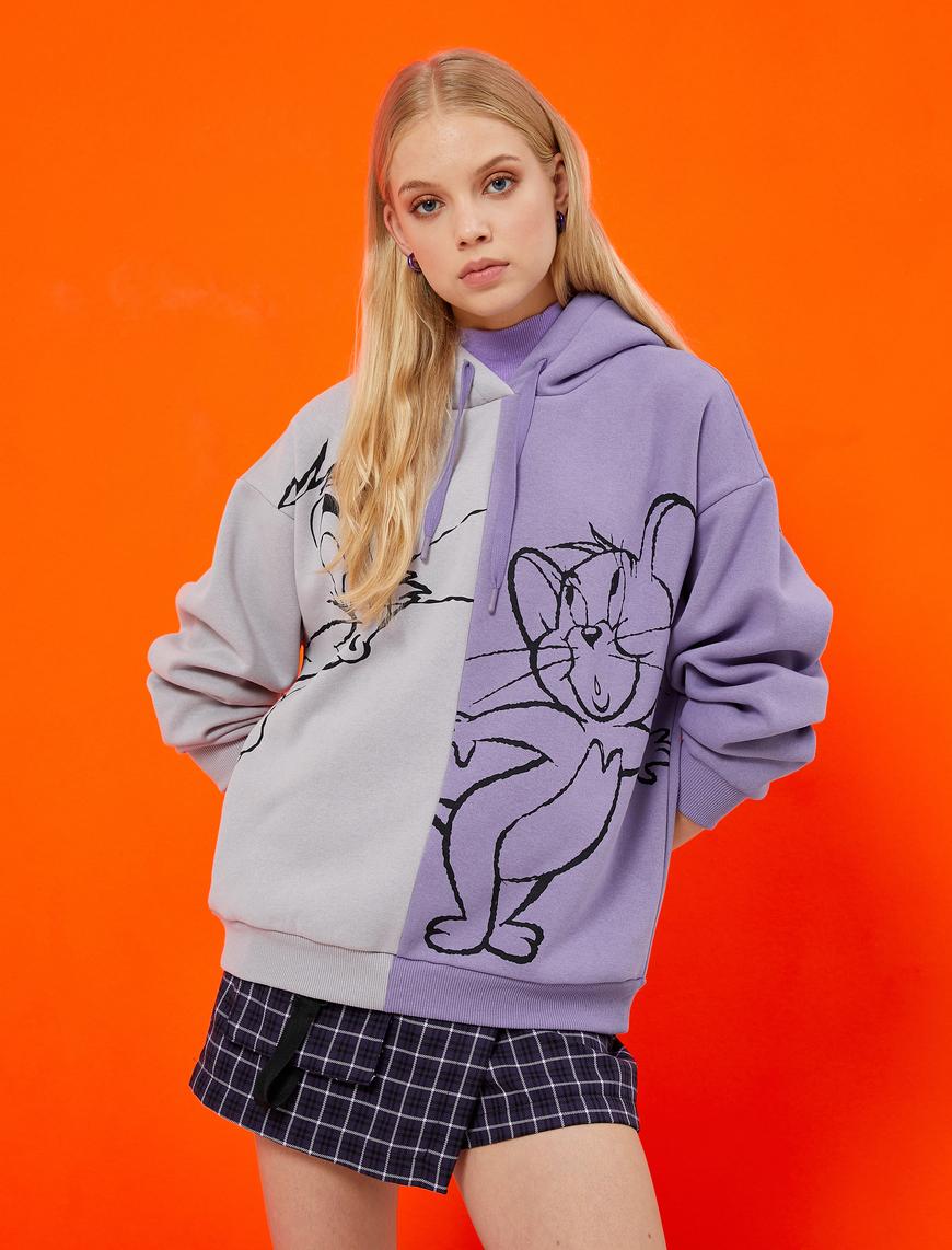   Tom ve Jerry Lisanslı Sweatshirt Kapüşonlu İçi Polarlı