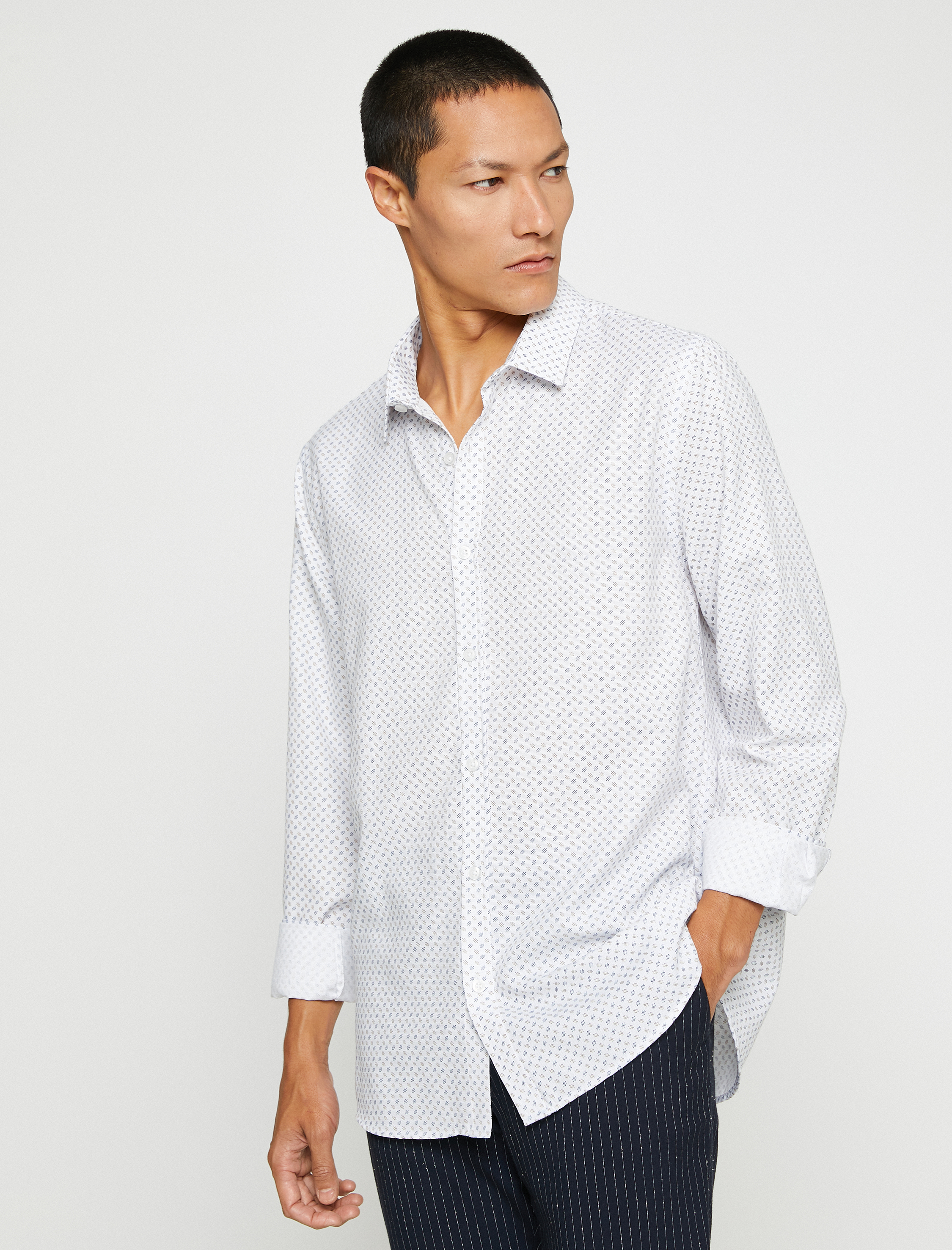   Spor Gömlek Slim Fit Klasik Yaka Uzun Kollu Non Iron