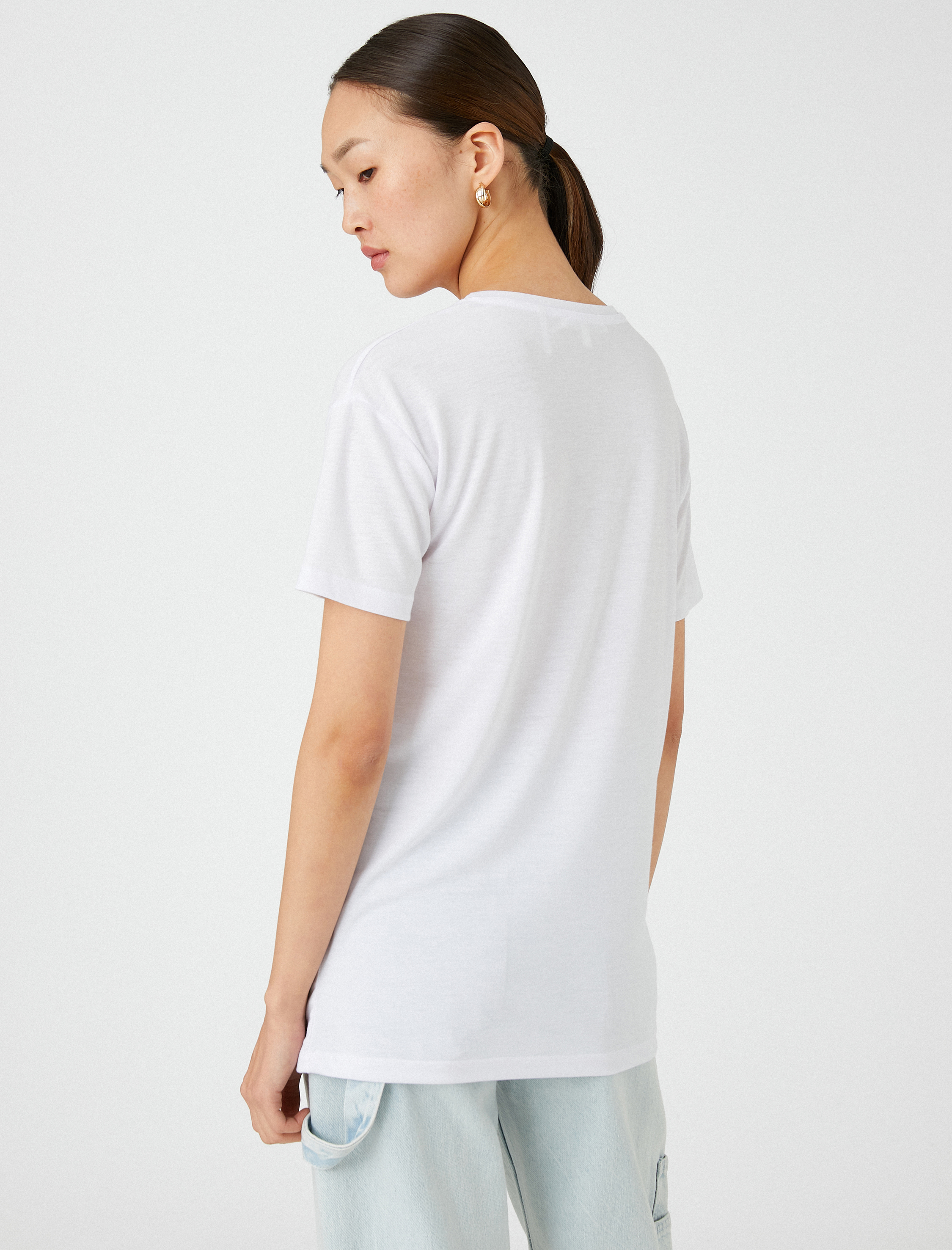   Payet Baskılı Tişört Bisiklet Yaka Kısa Kollu