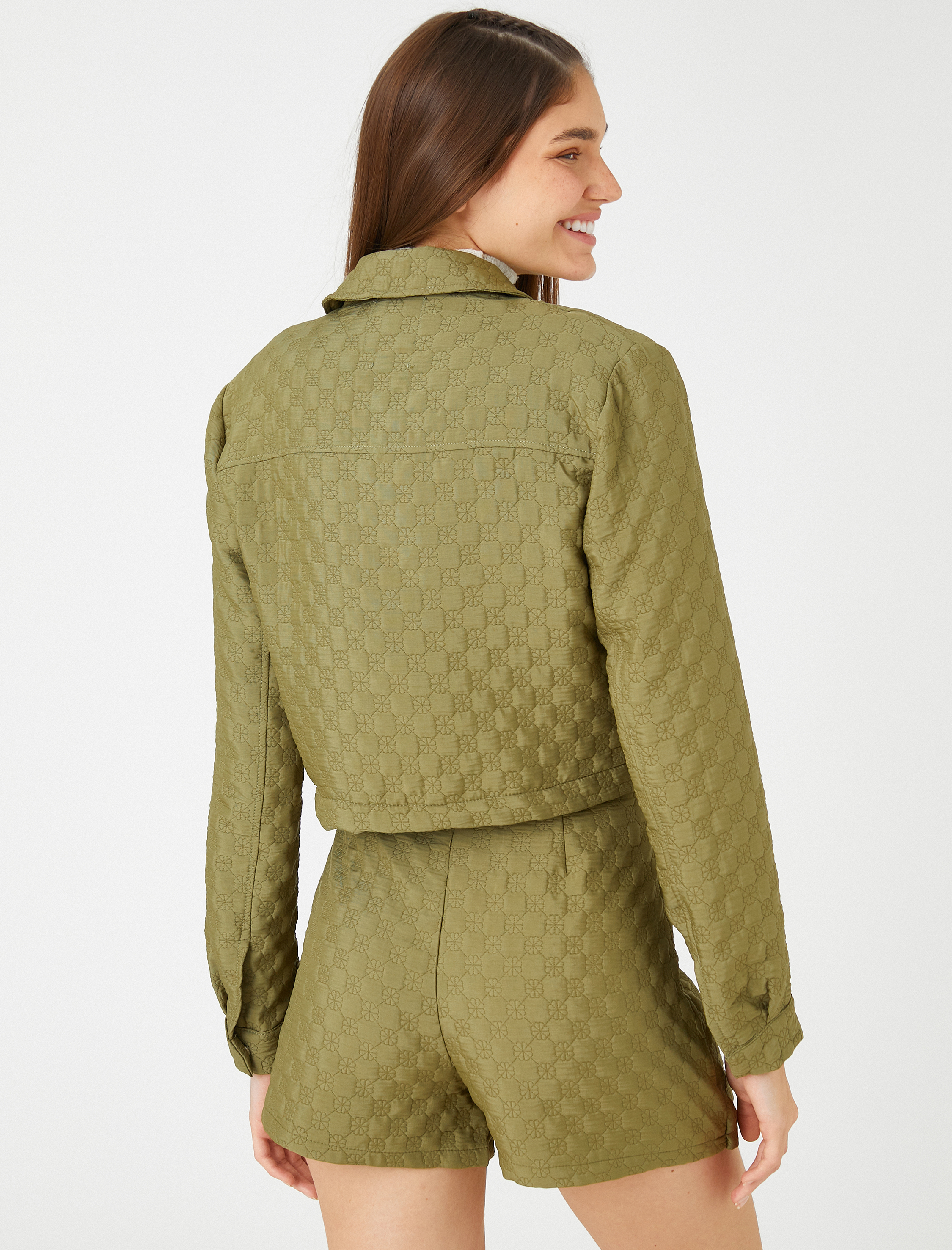   Kısa Gömlek Ceket Dokulu Uzun Kollu