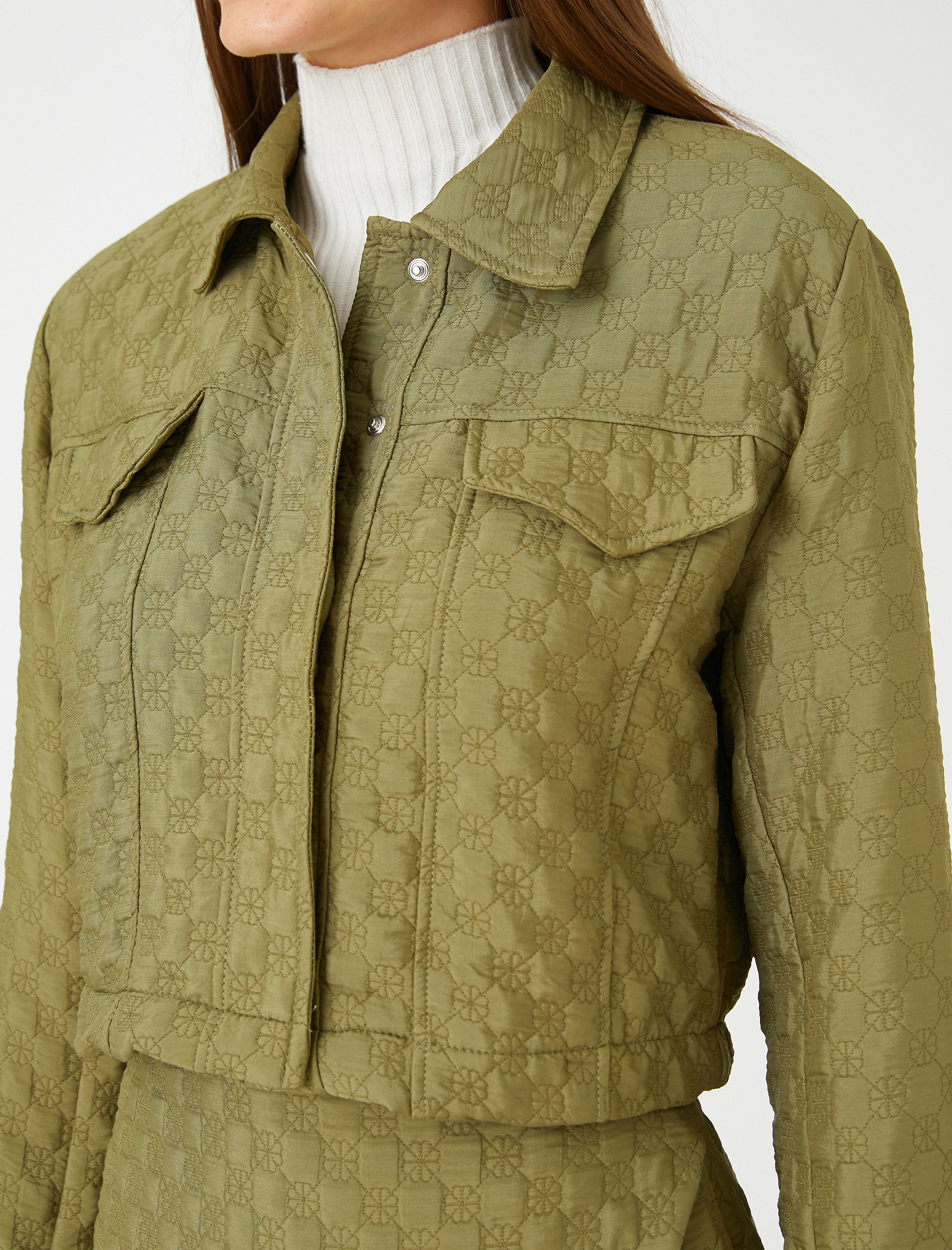   Kısa Gömlek Ceket Dokulu Uzun Kollu