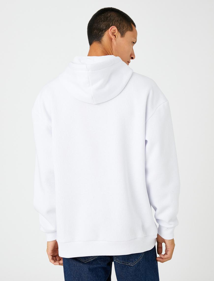   Kapşonlu Oversize Sweatshirt Şardonlu Uzun Kollu