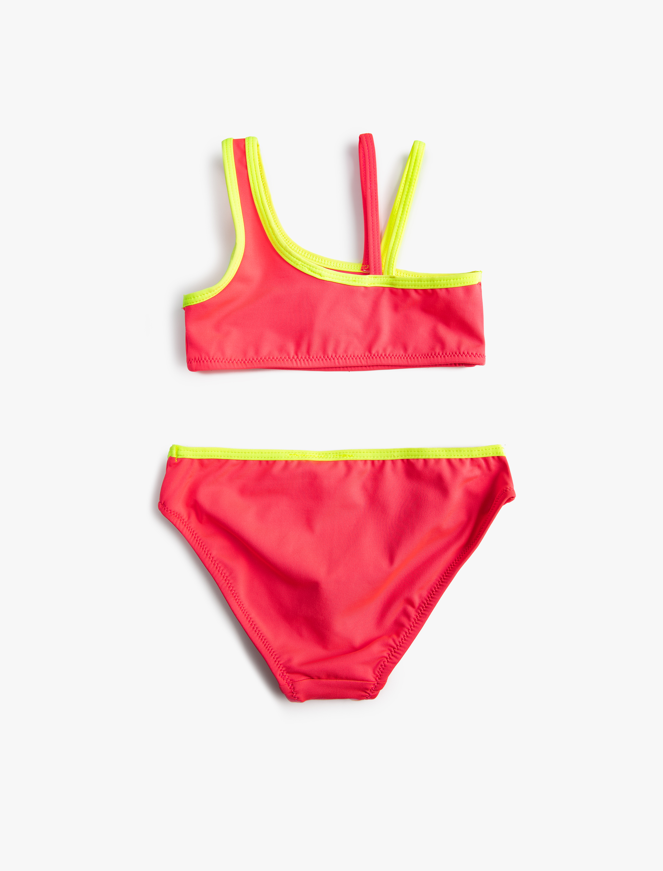 Kız Çocuk Bikini Takımı Tek Omuzlu Askı Detaylı