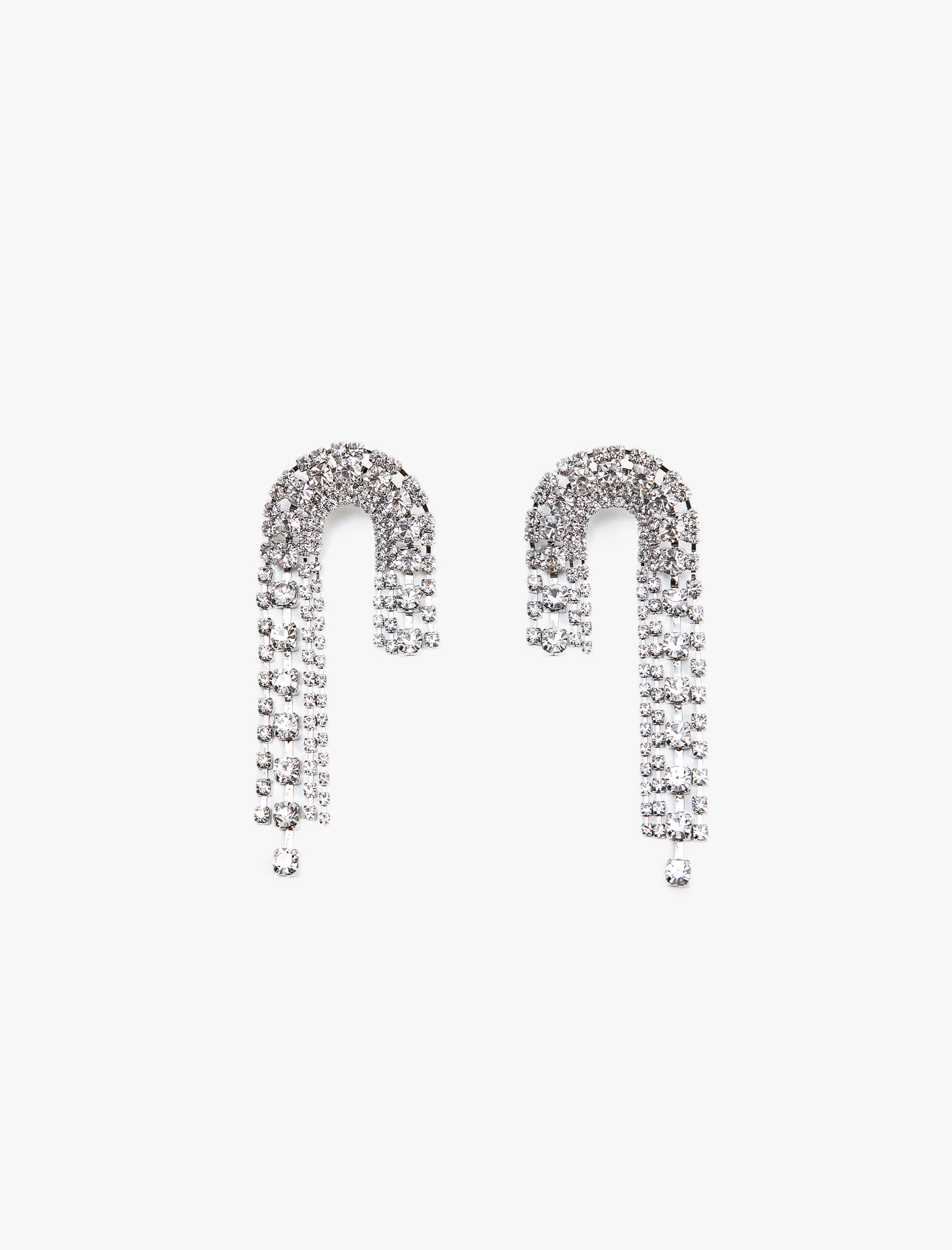  Kadın Taşlı Asimetrik Geniş Sallantılı Küpe