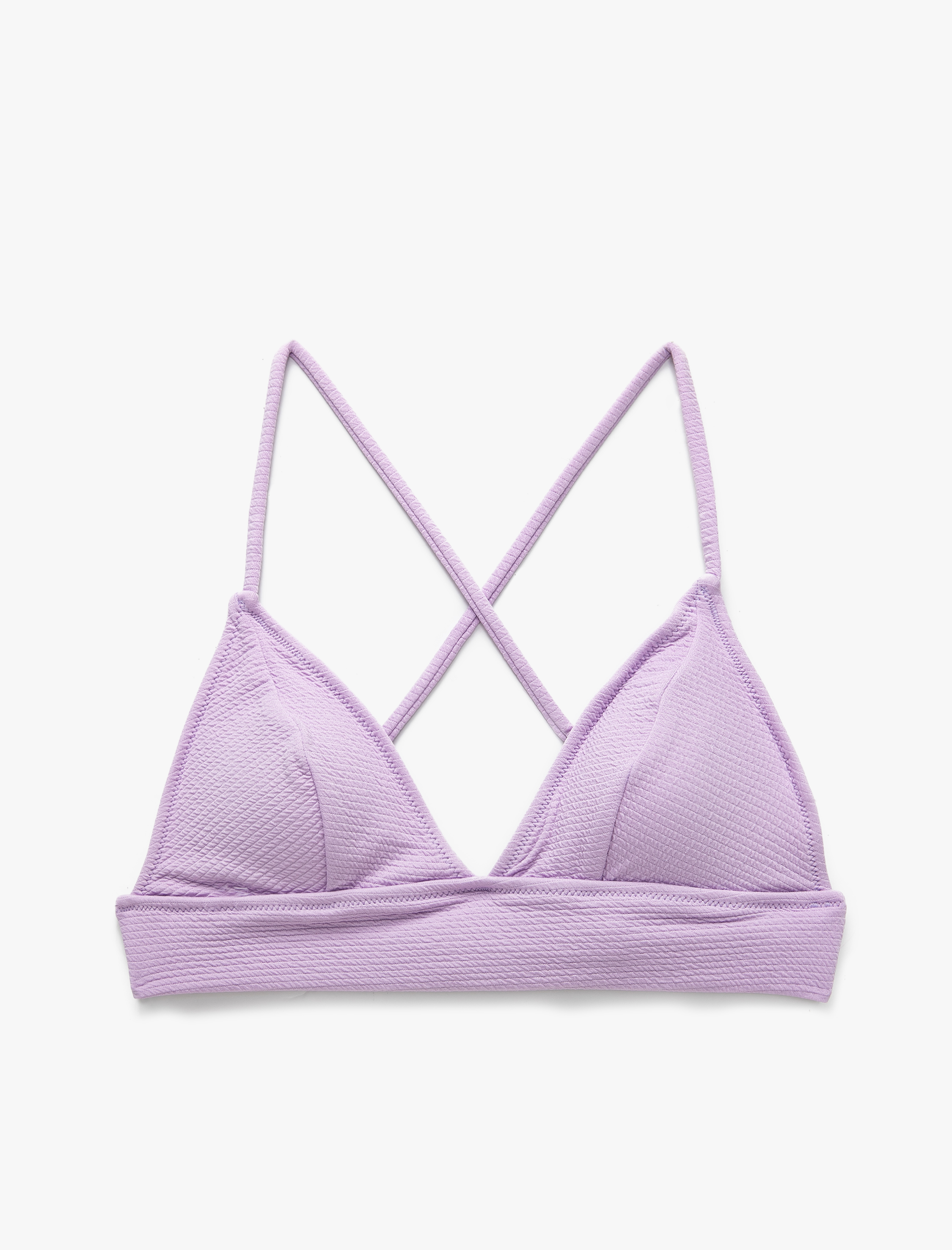   Üçgen Bikini Üstü Dokulu Kaplı Bağlama Detaylı