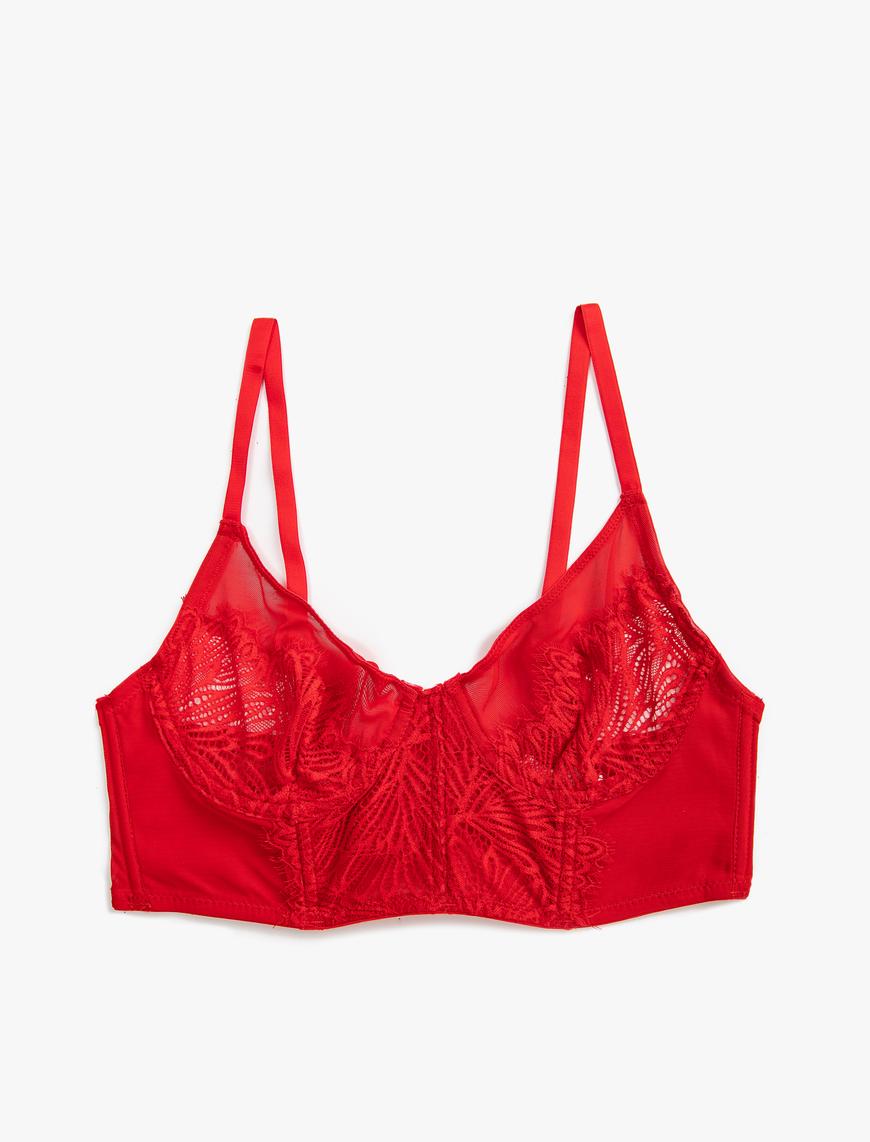   Bralet Dantelli Dolgusuz Kapsız Balenli