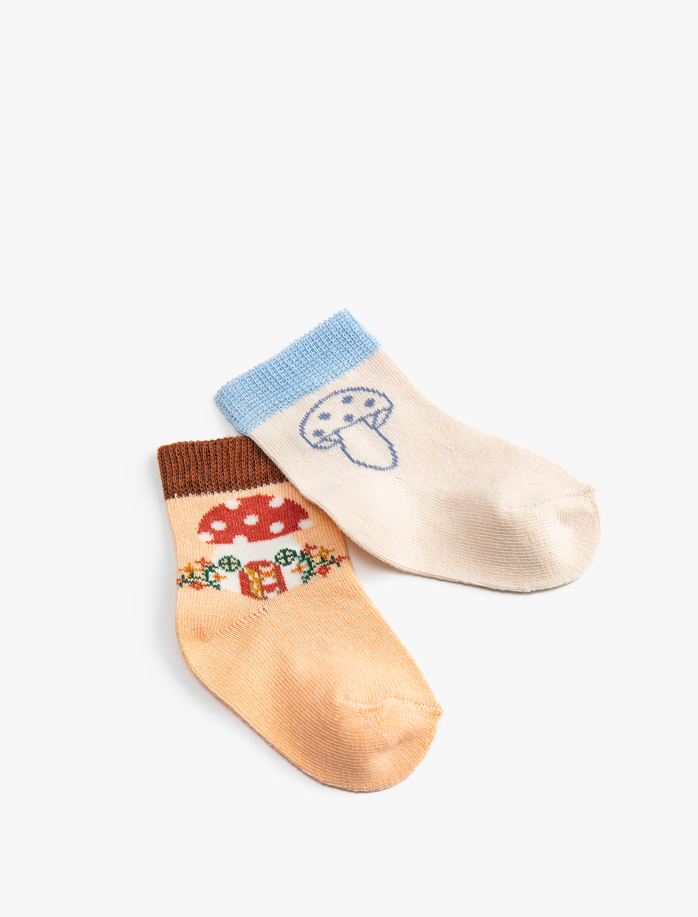 Kız Bebek 2'li Mantar Baskılı Çorap Seti