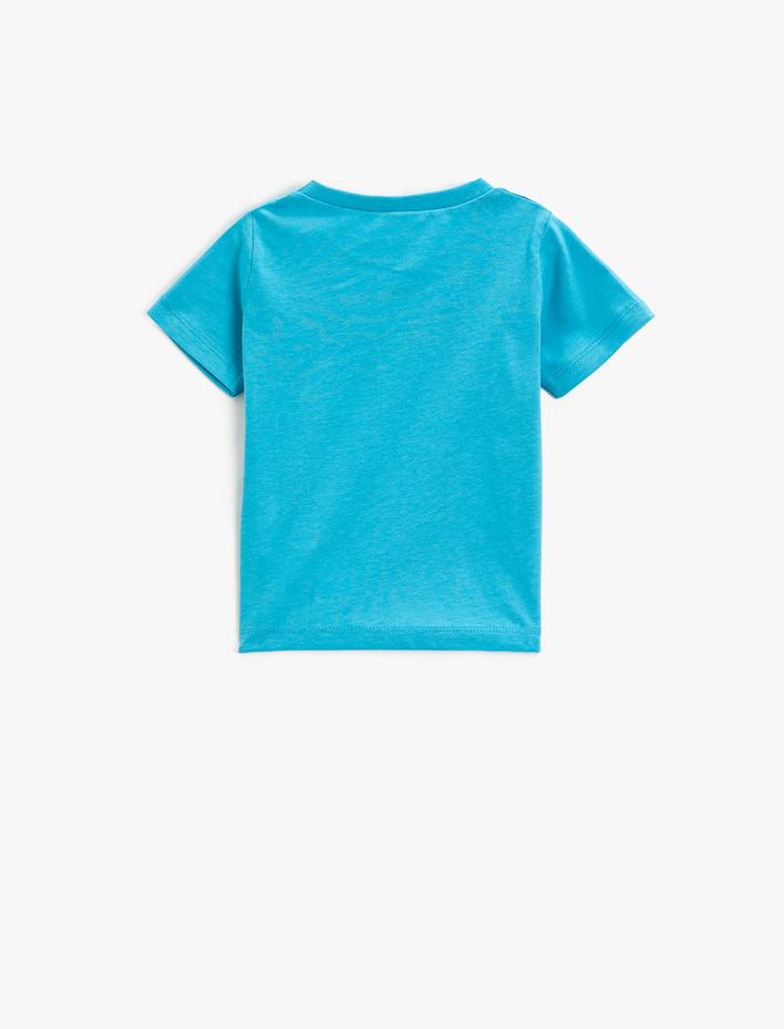 Erkek Bebek Baskılı Kısa Kollu Tişört Bisiklet Yaka Pamuklu