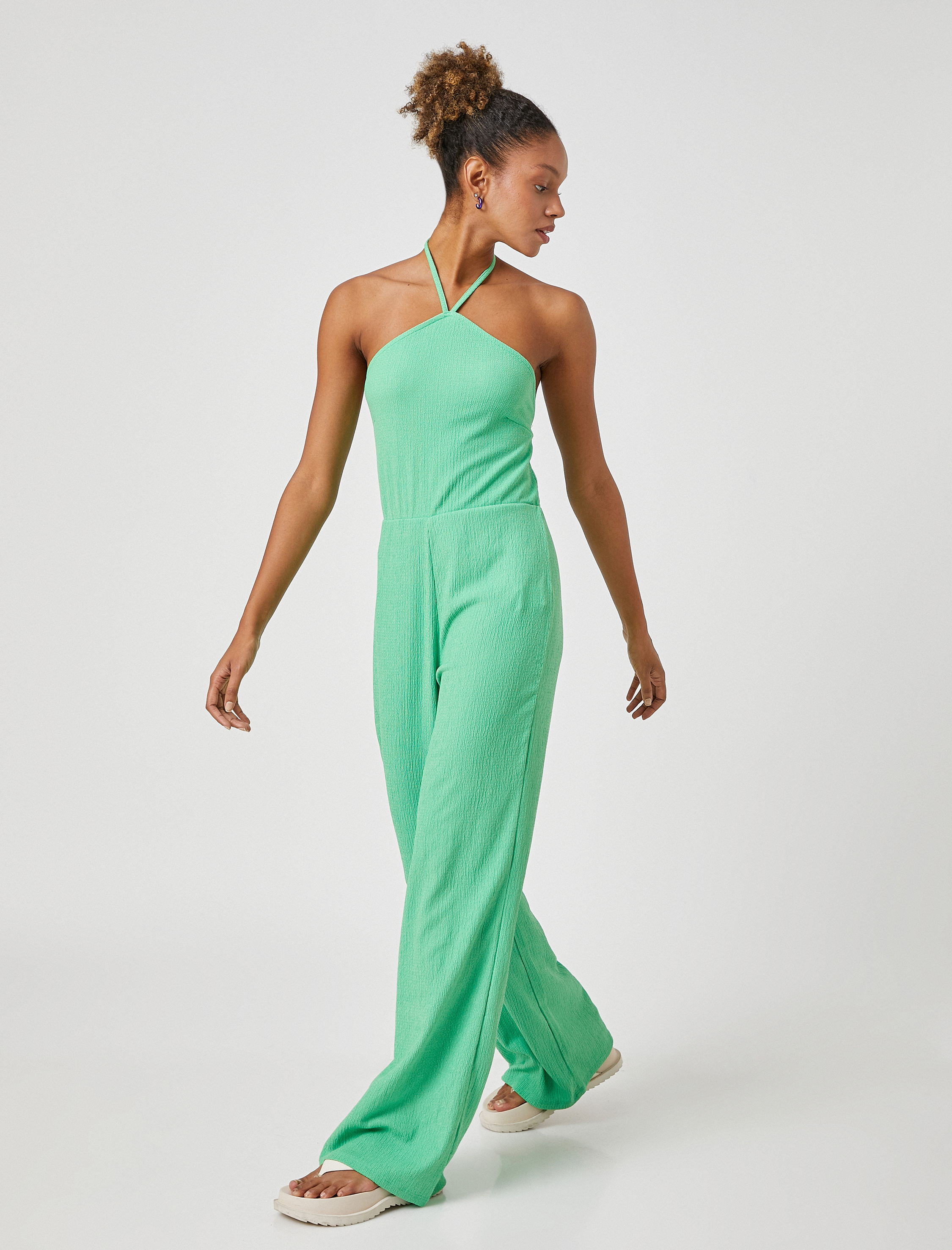   Halter Yaka Tulum Bol Paça Bürümcük