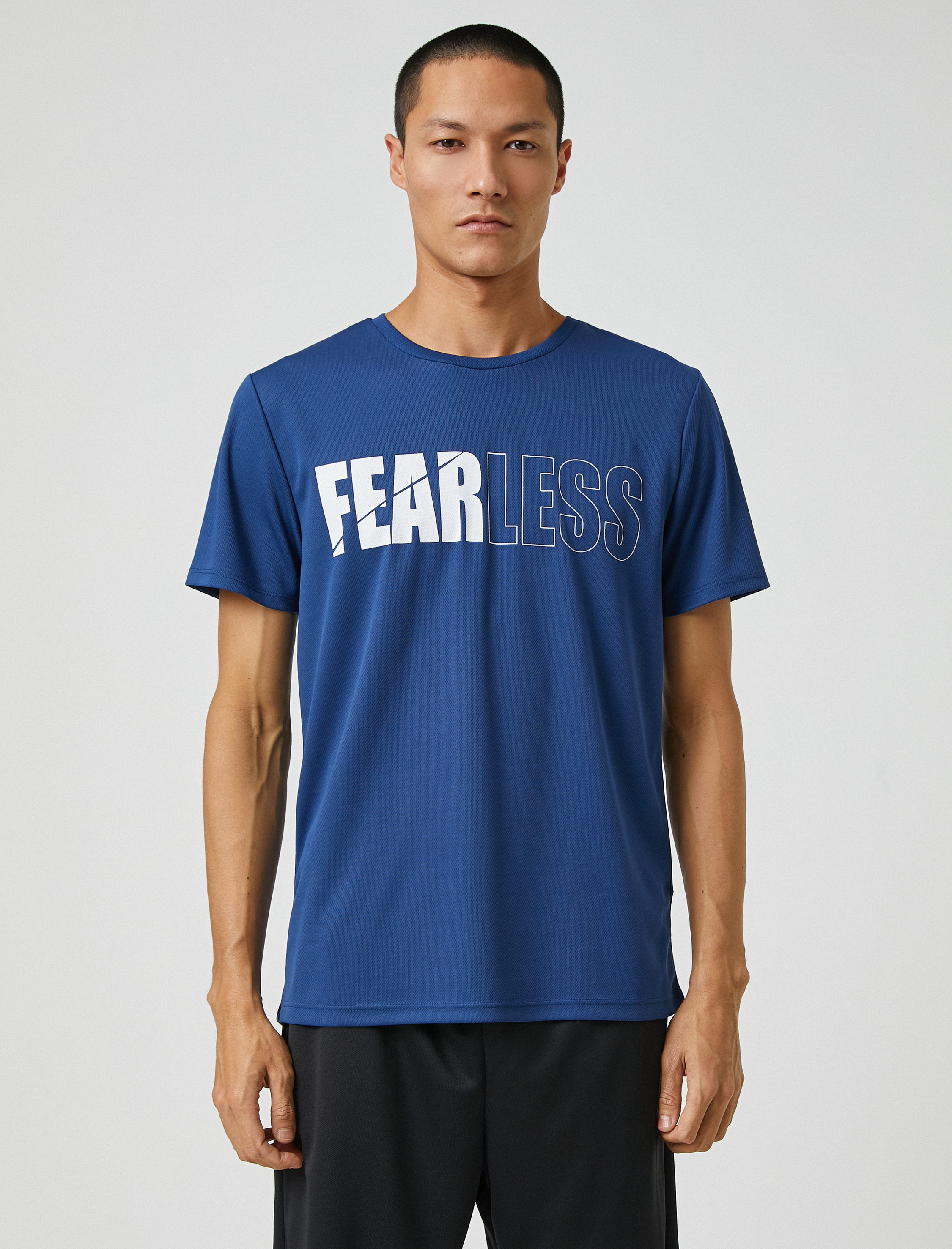   Spor Tişört Slogan Baskılı Bisiklet Yaka Nefes Alan Kumaş