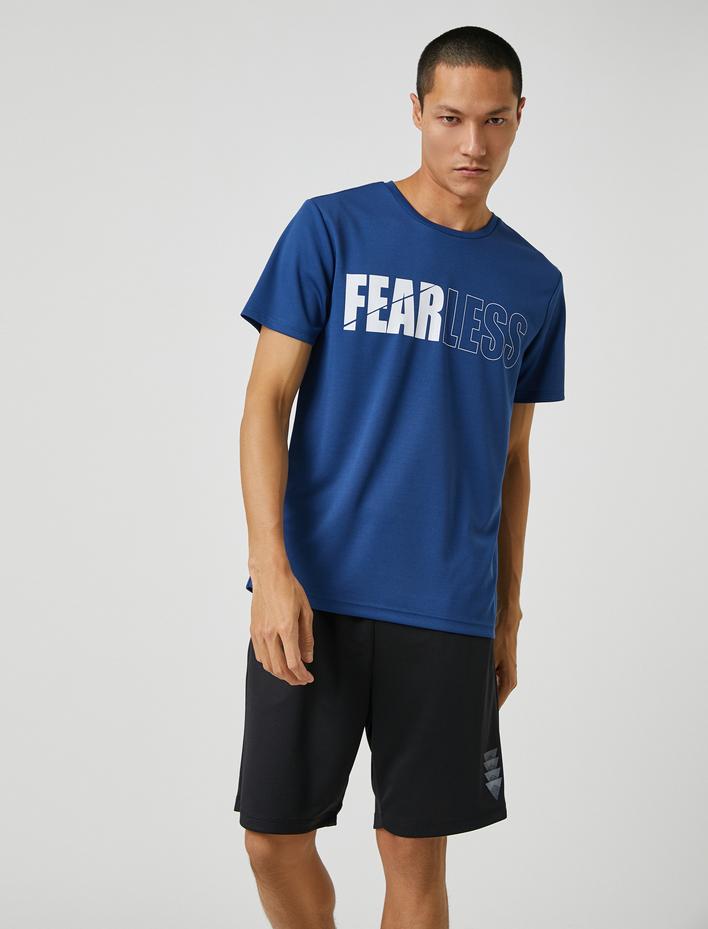  Spor Tişört Slogan Baskılı Bisiklet Yaka Nefes Alan Kumaş