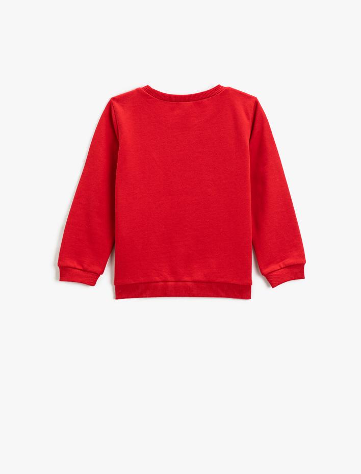 Erkek Bebek Dinozor Baskılı Sweatshirt Uzun Kollu Bisiklet Yaka