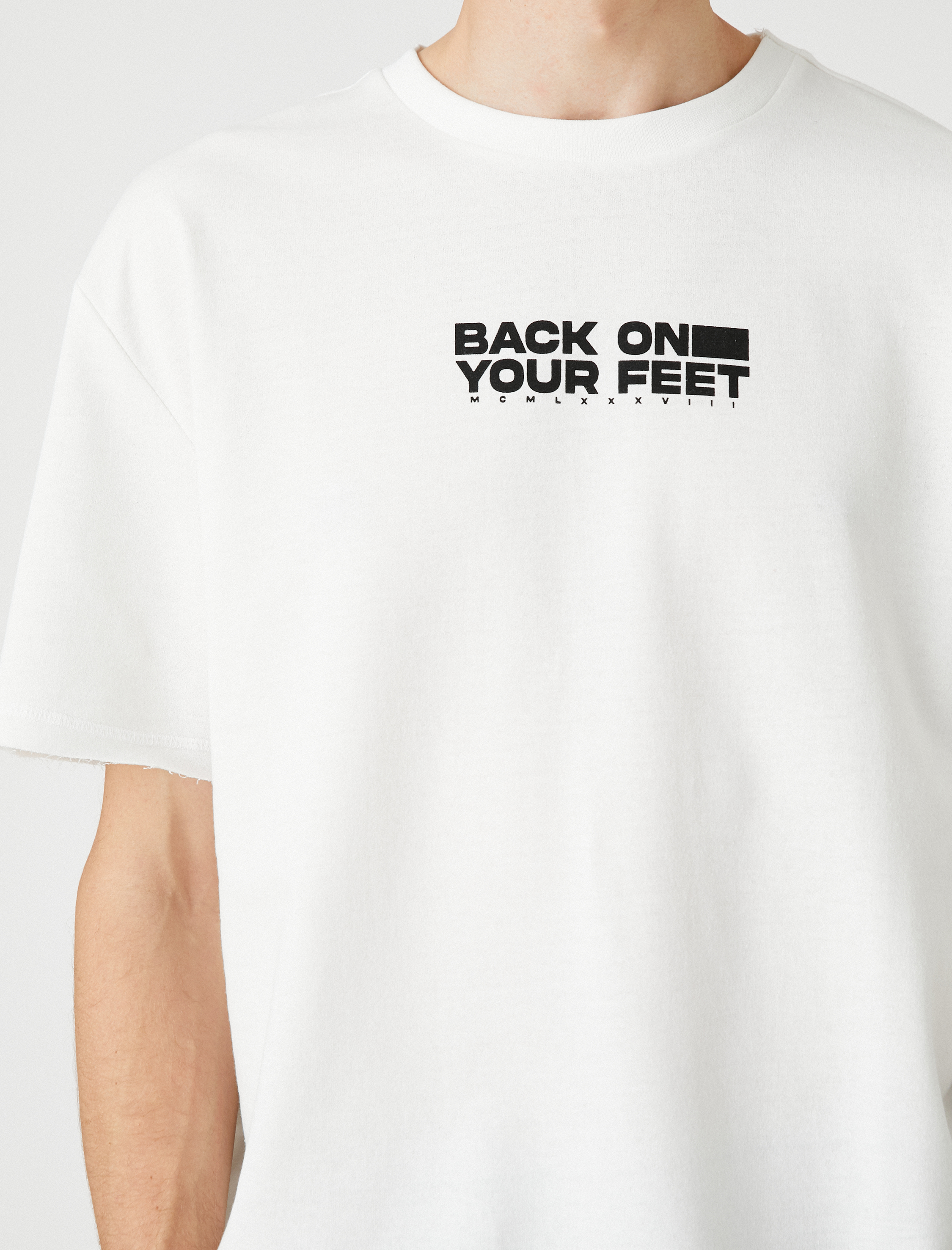   Oversize Tişört Slogan Baskılı Bisiklet Yaka Kısa Kollu