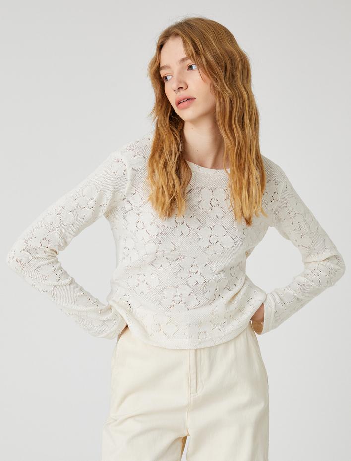  Uzun Kollu Tişört Kroşe Bisiklet Yaka