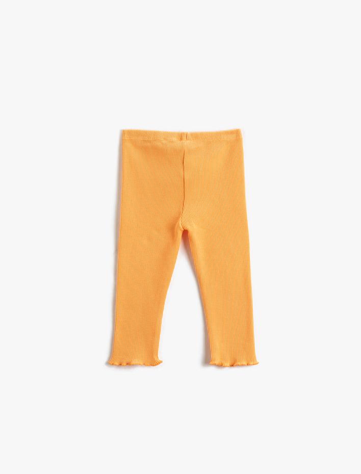 Kız Bebek Dokulu Basic Tayt Beli Lastikli Pamuklu