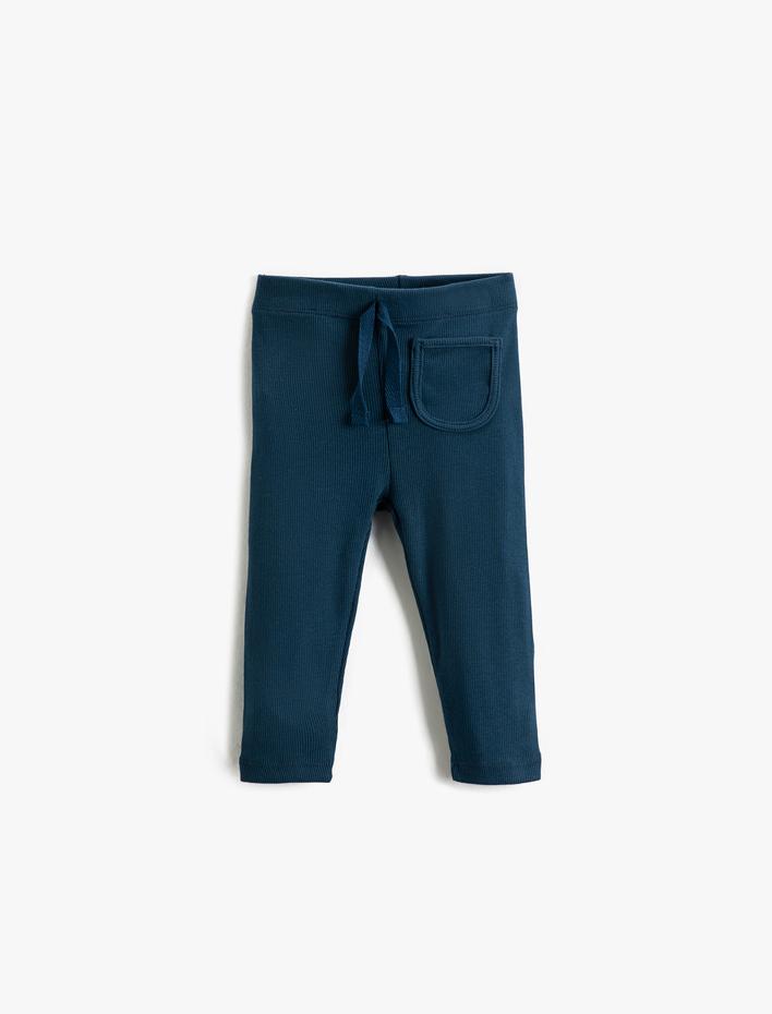 Kız Bebek Fitilli Basic Tayt Beli Lastikli Bağlamalı Cep Detaylı