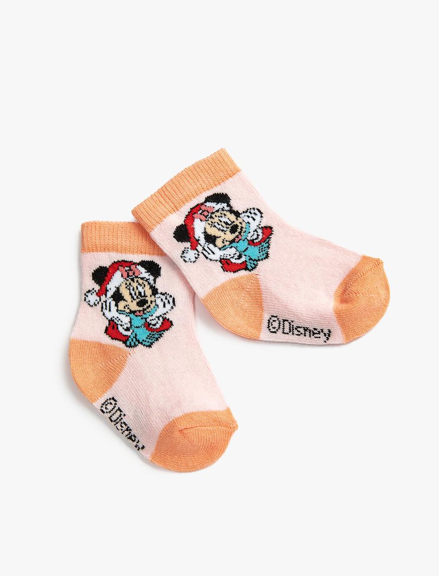  Kız Bebek Minnie Mouse Baskılı Çorap Lisanslı