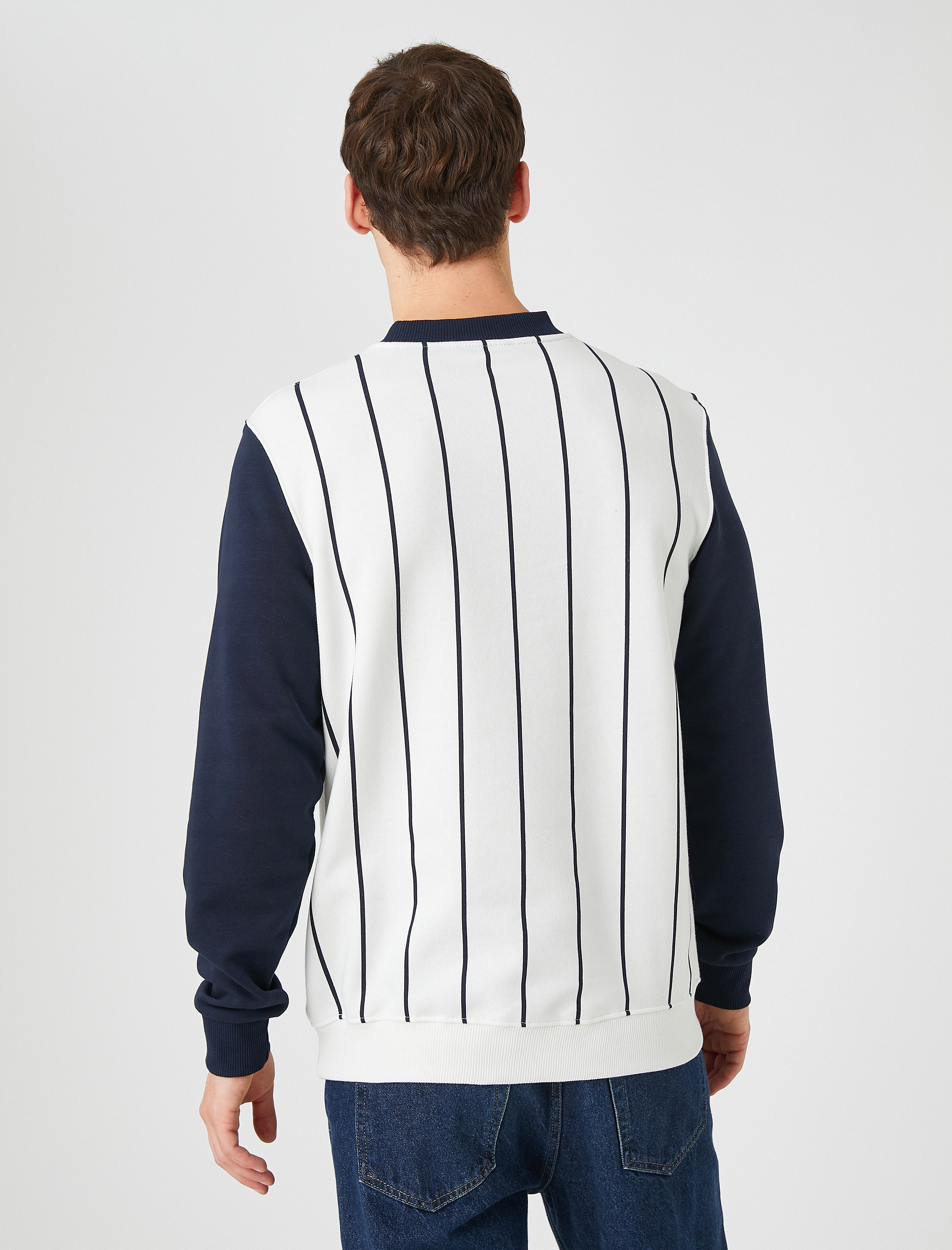 Yarış Baskılı Sweatshirt Bisiklet Yaka Uzun Kollu Şardonlu