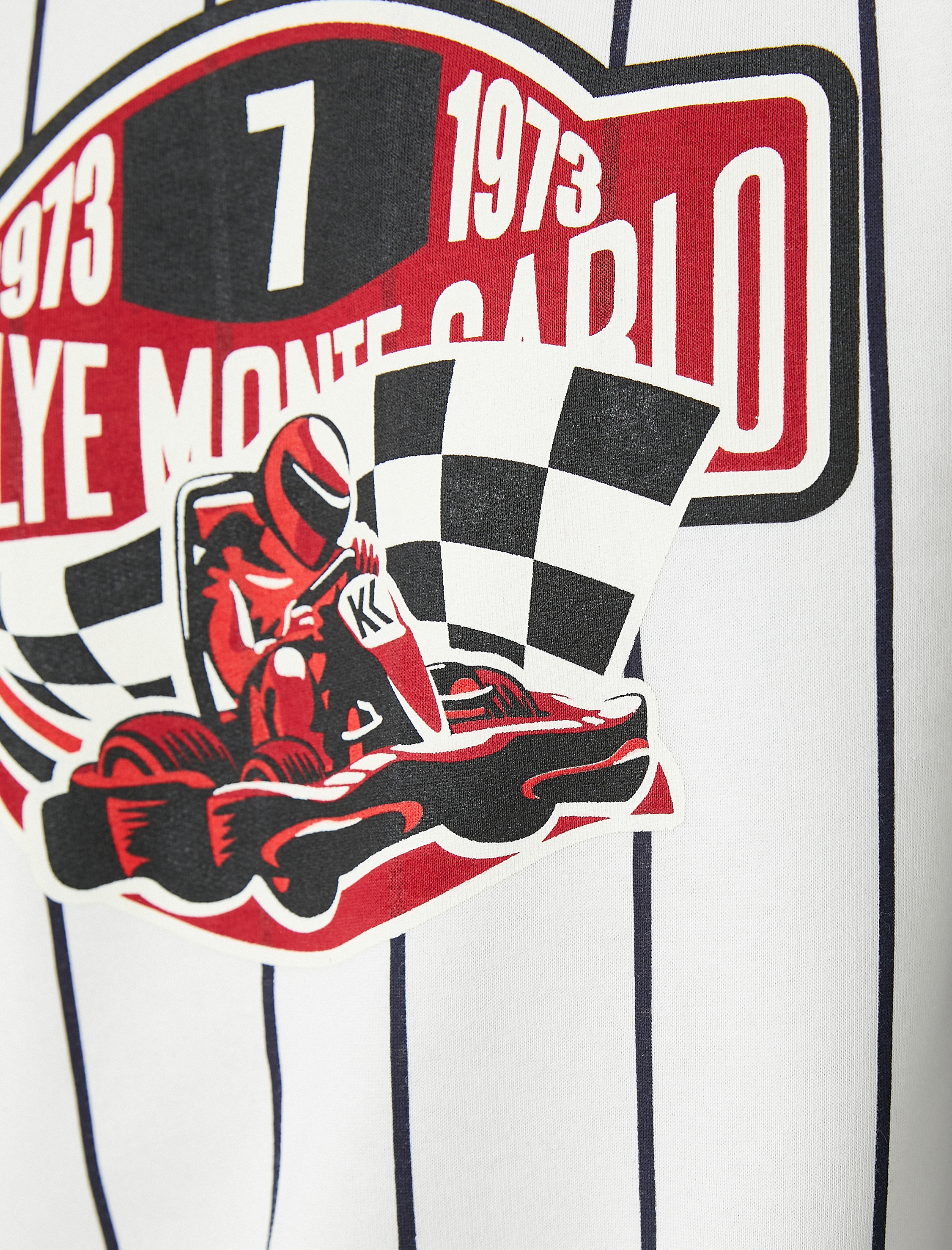 Yarış Baskılı Sweatshirt Bisiklet Yaka Uzun Kollu Şardonlu