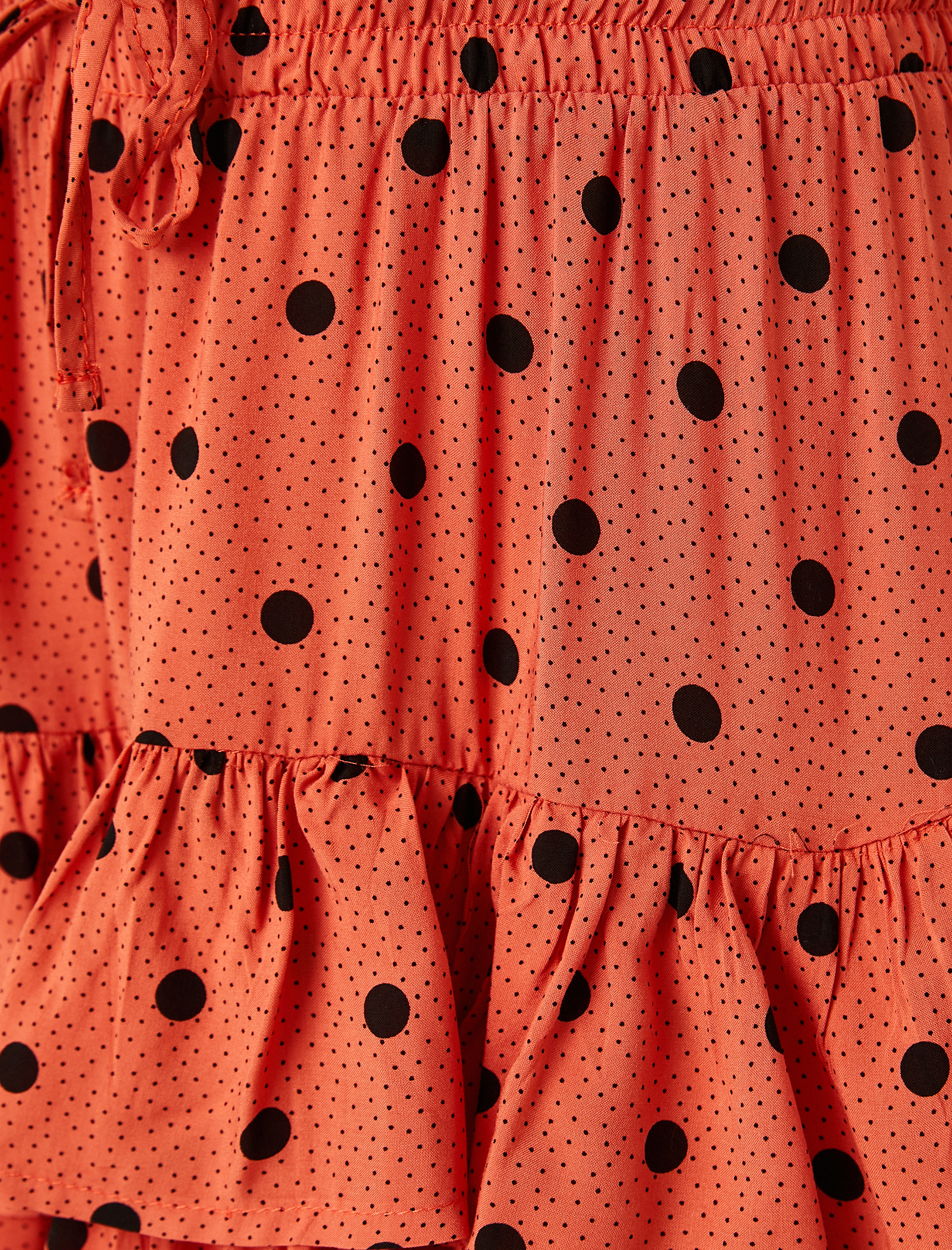   Katlı Mini Etek Beli Bağlamalı