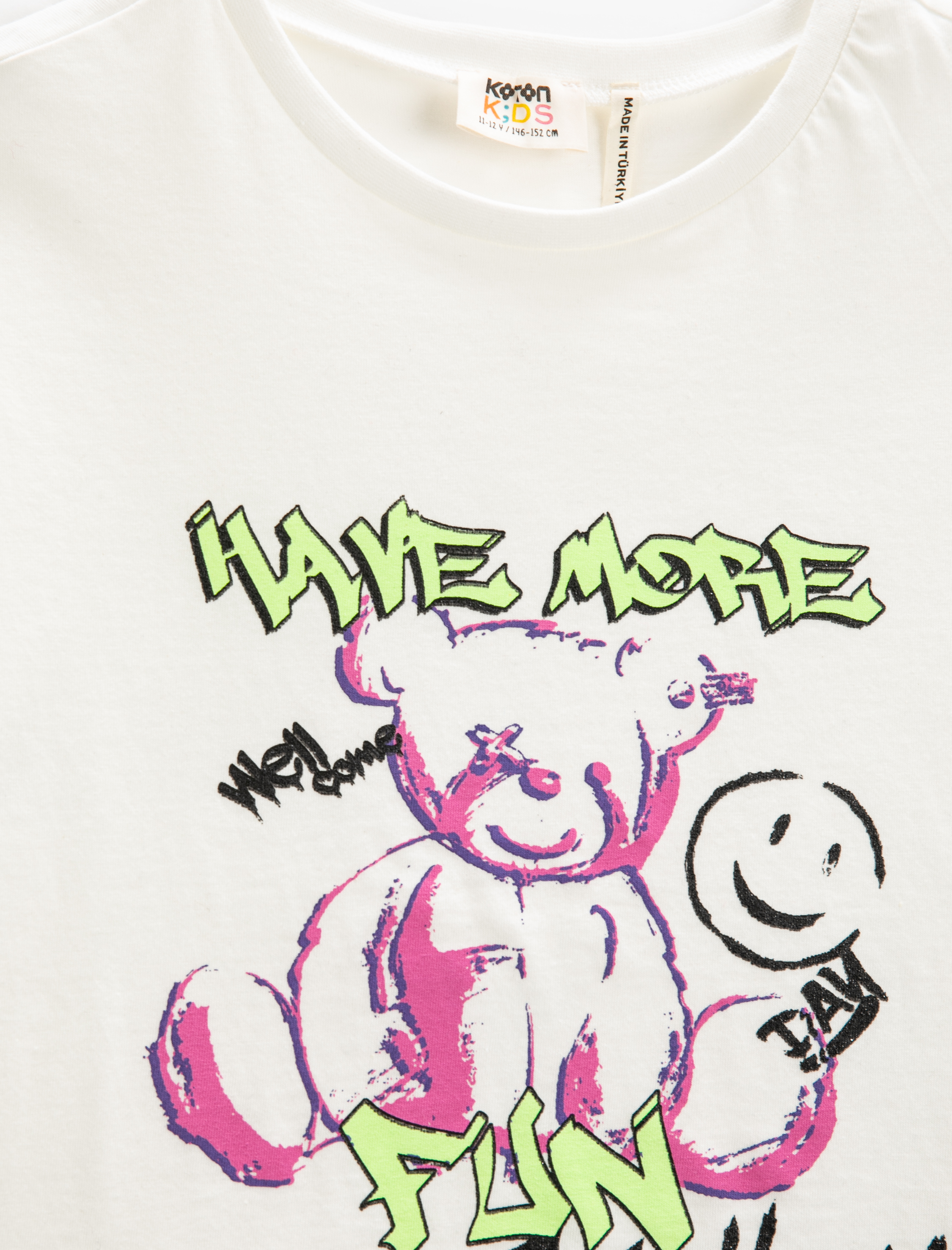  Kız Çocuk Crop Oversize Tişört Baskılı Kısa Kollu Bisiklet Yaka