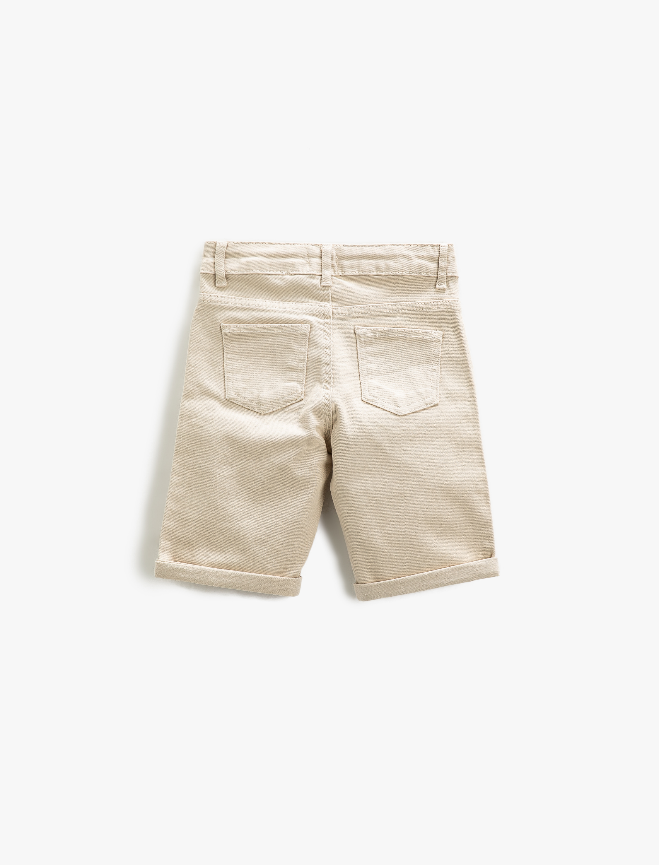  Erkek Çocuk Chino Bermuda Şort Cepli Paçaları Kıvrık Pamuklu Beli Ayarlanabilir Lastikli