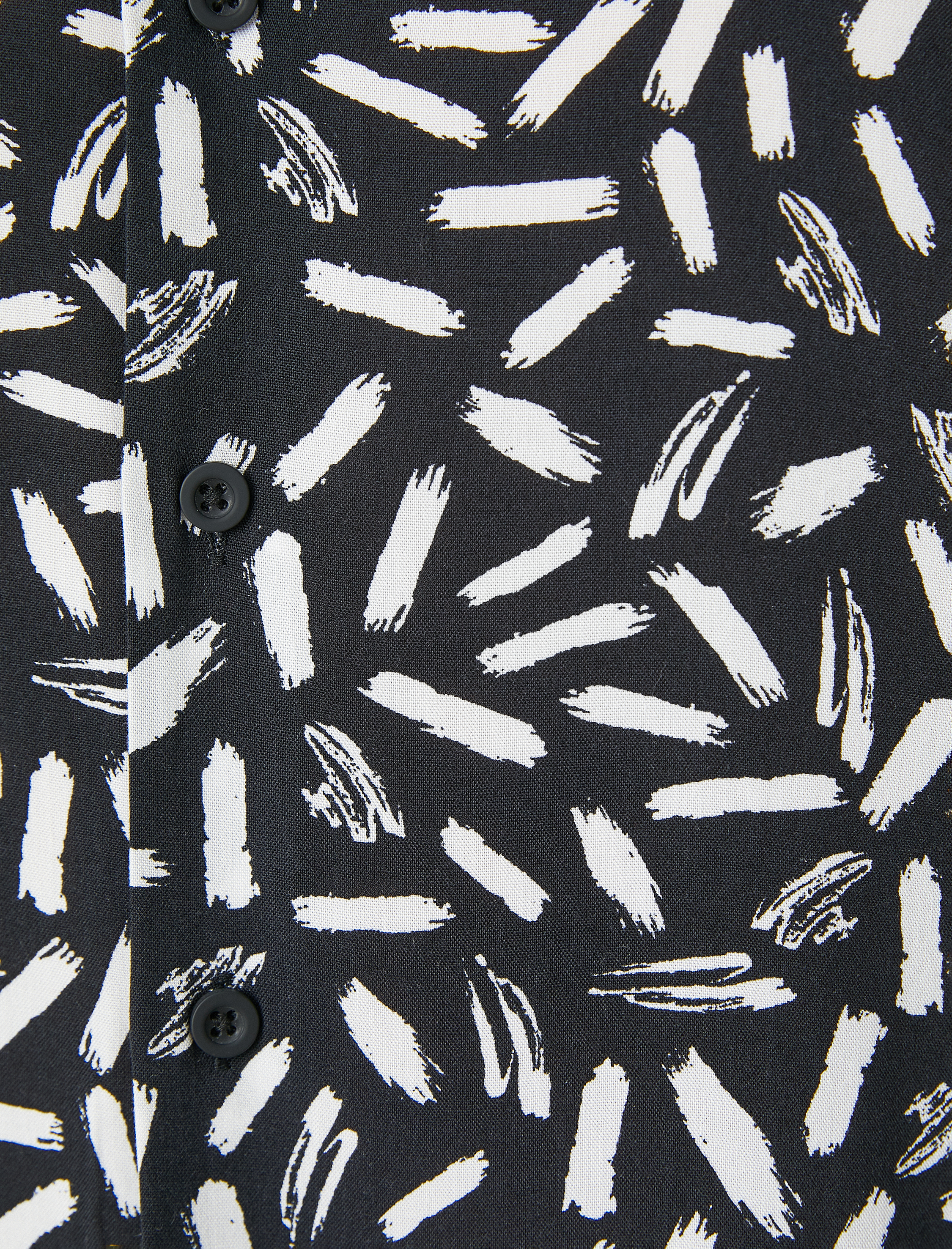   Kısa Kollu Gömlek Minimal Soyut Baskılı Klasik Yaka