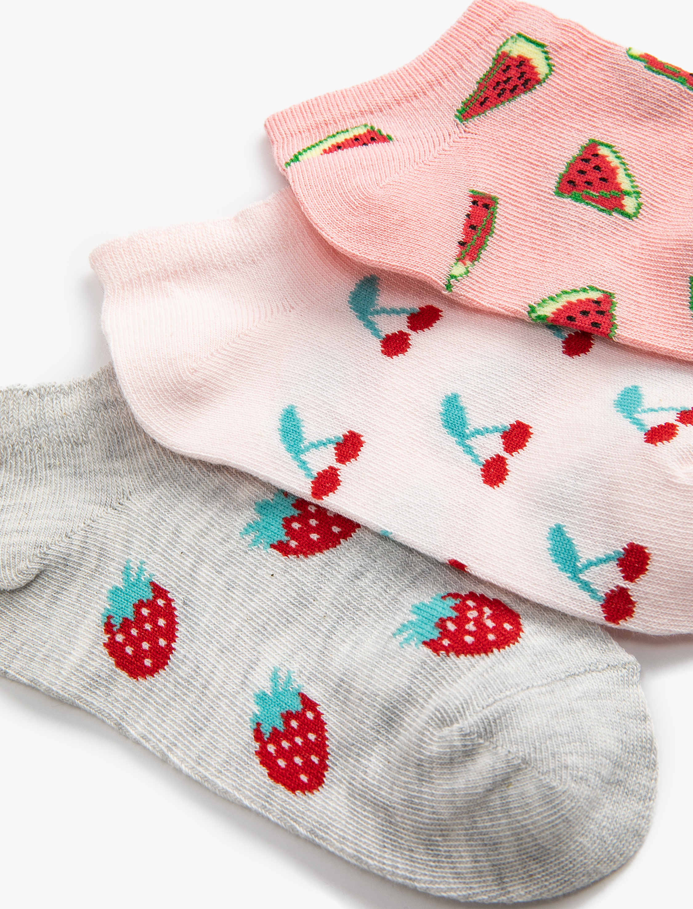  Kız Çocuk 3’lü Meyve Desenli Çorap Seti