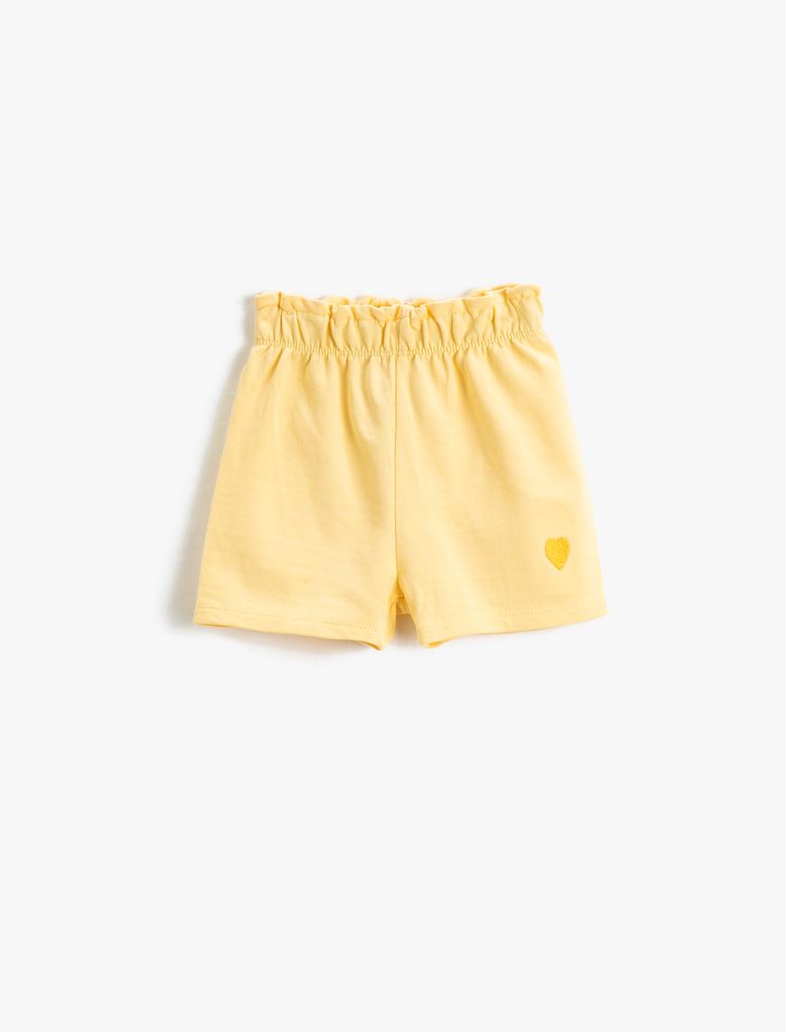  Kız Bebek Basic Şort Beli Lastikli İşleme Detaylı Pamuklu