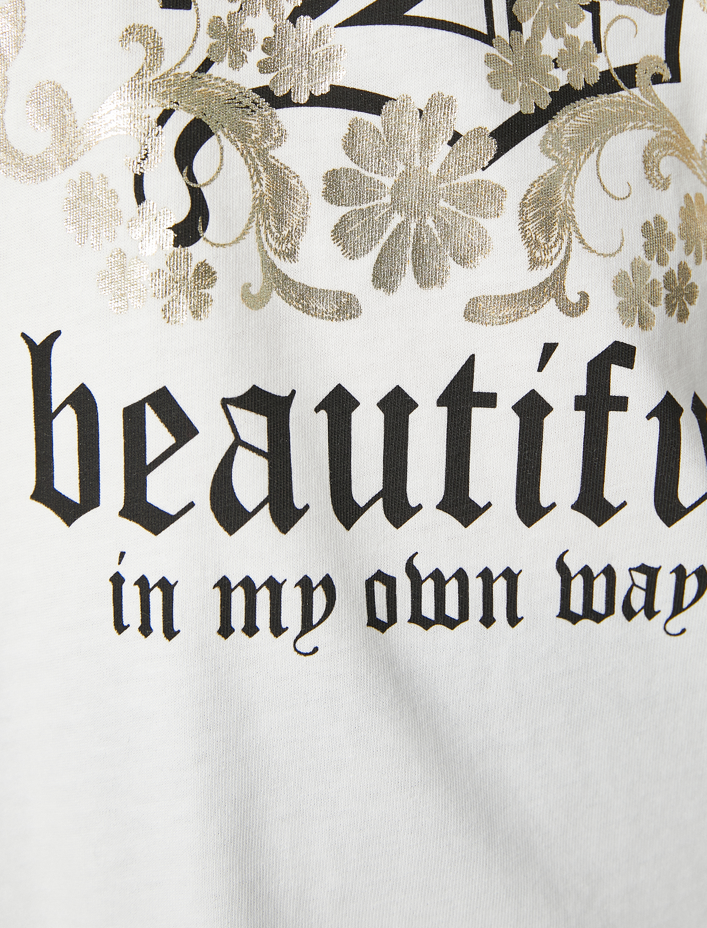   Parlak Gotik Baskılı Tişört Kısa Kollu Bisiklet Yaka Pamuklu