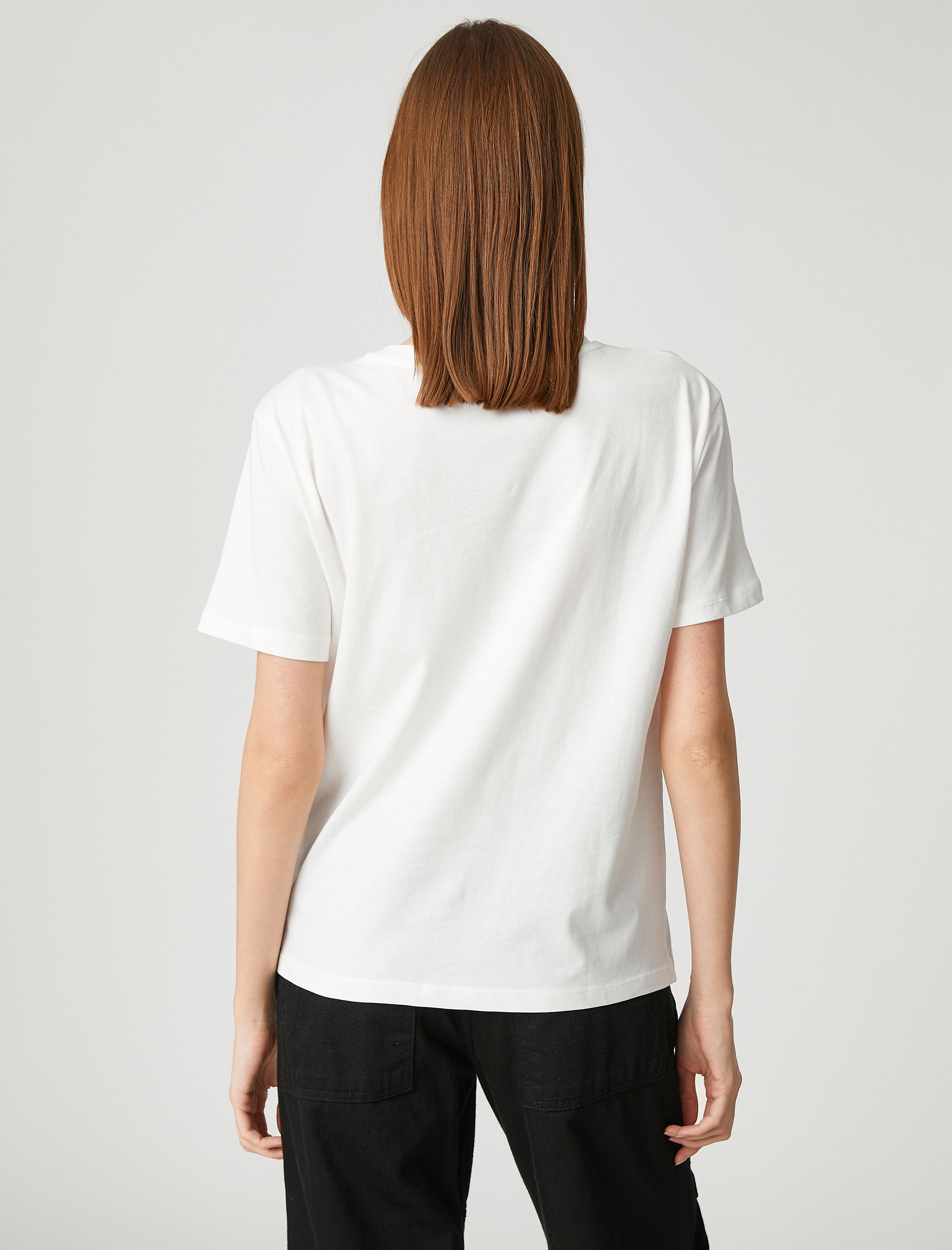   Parlak Gotik Baskılı Tişört Kısa Kollu Bisiklet Yaka Pamuklu