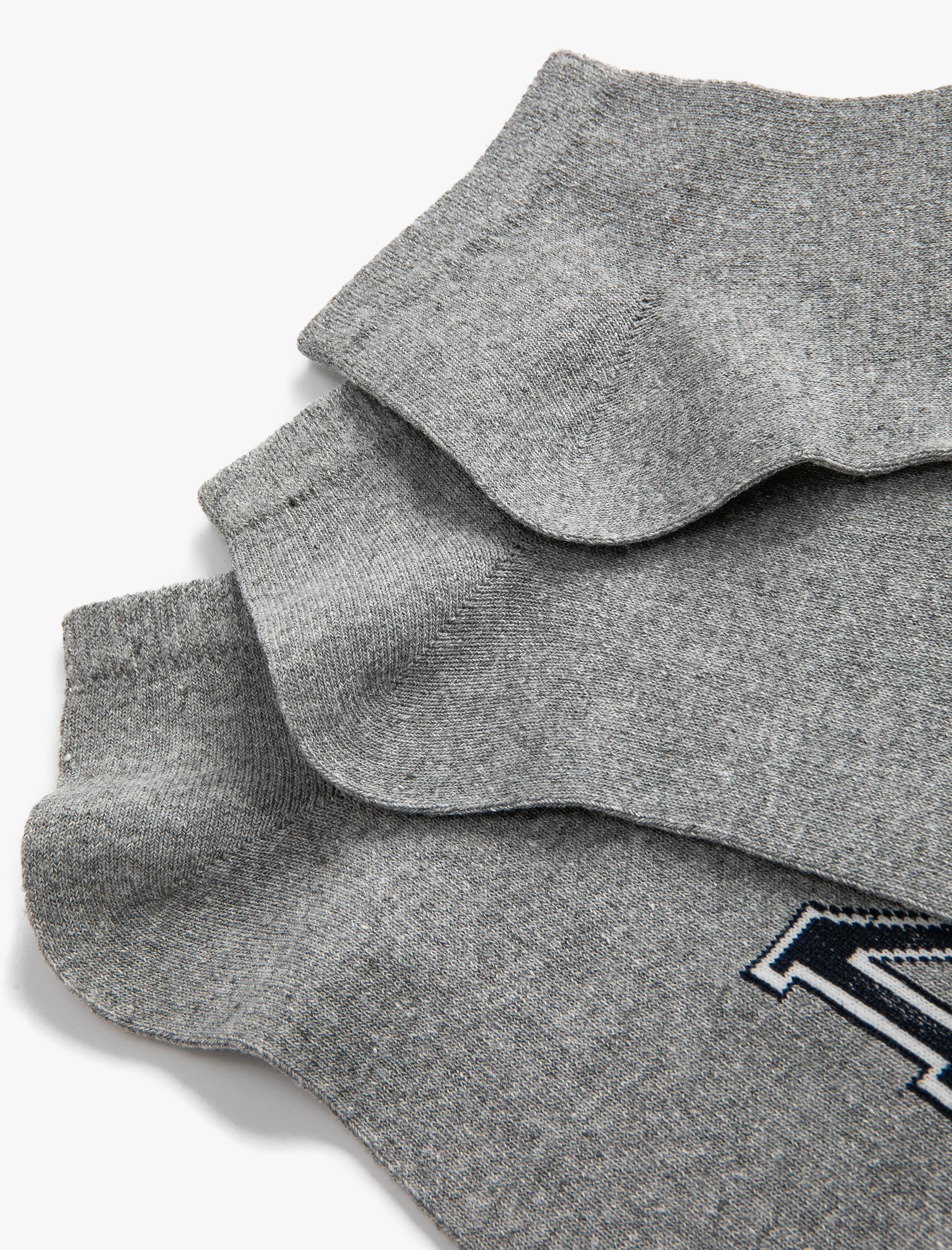  Erkek 3'lü Patik Çorap Seti Slogan Detaylı